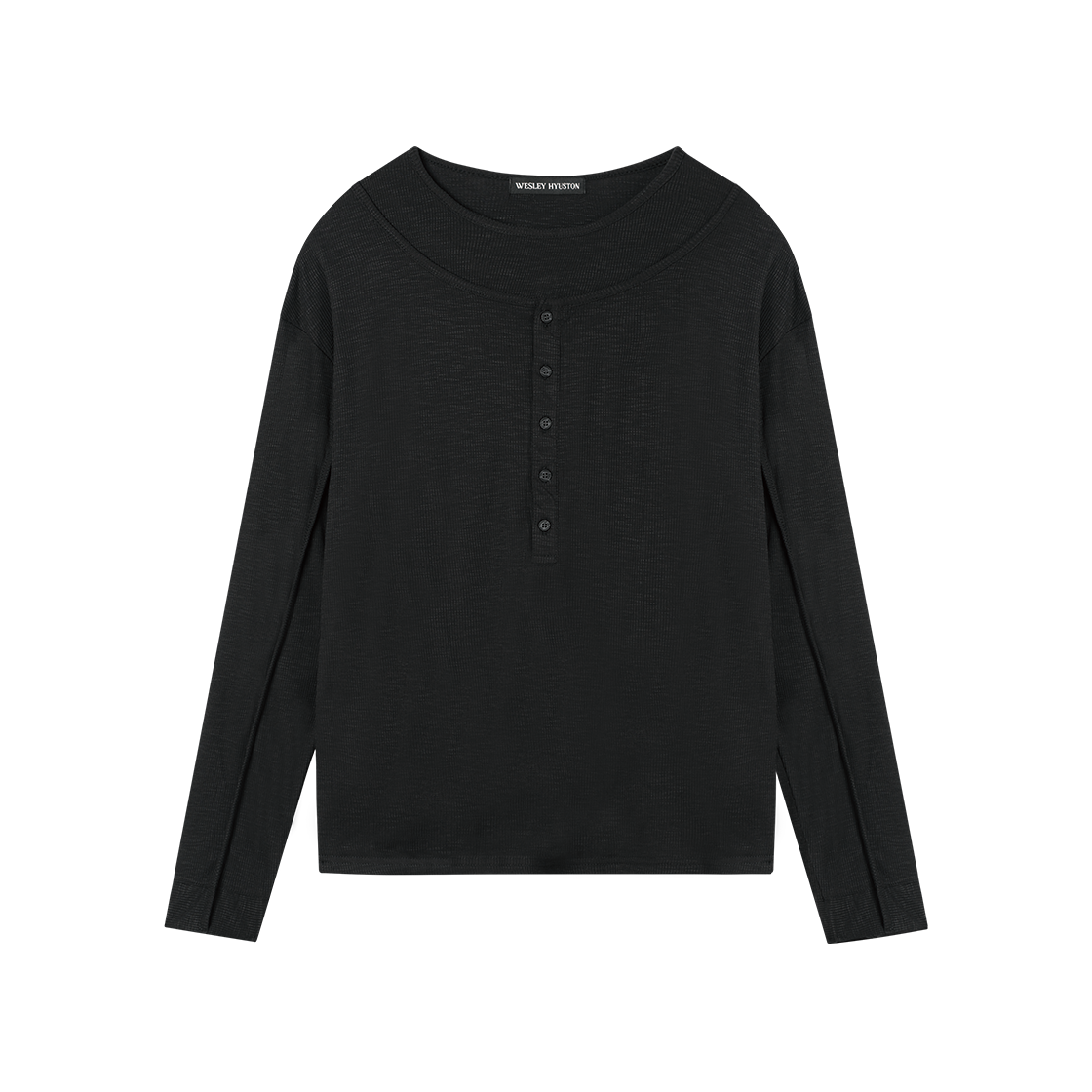 웨슬리휴스턴 젯 레이어드 헨리 넥 롱 슬리브 블랙(WESLEY HYUSTON Jett Layered Henley Neck Long Sleeve Black)