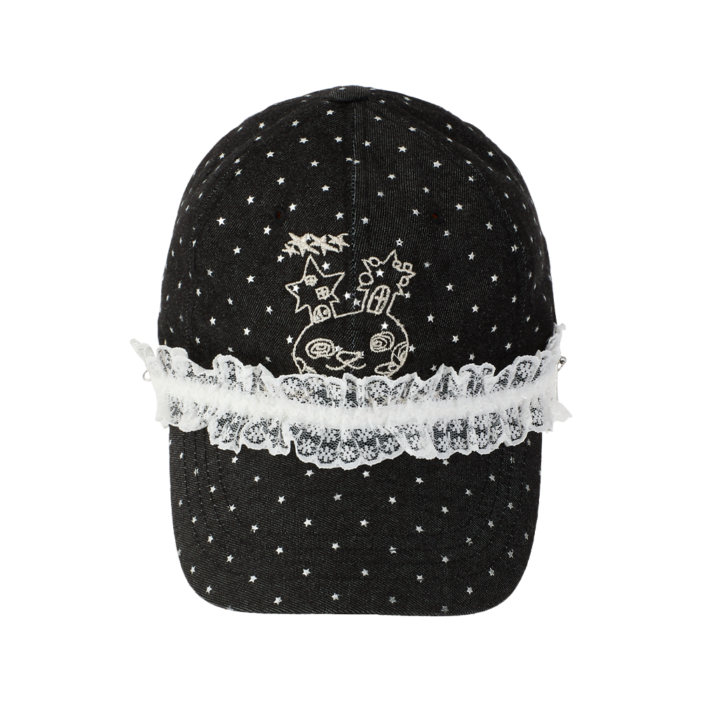 유쓰배쓰 X 수프 로리 버니 레이스 볼캡_블랙(YOUTHBATH YB X Soup Loli Bunny Lace Ball Cap_Black)