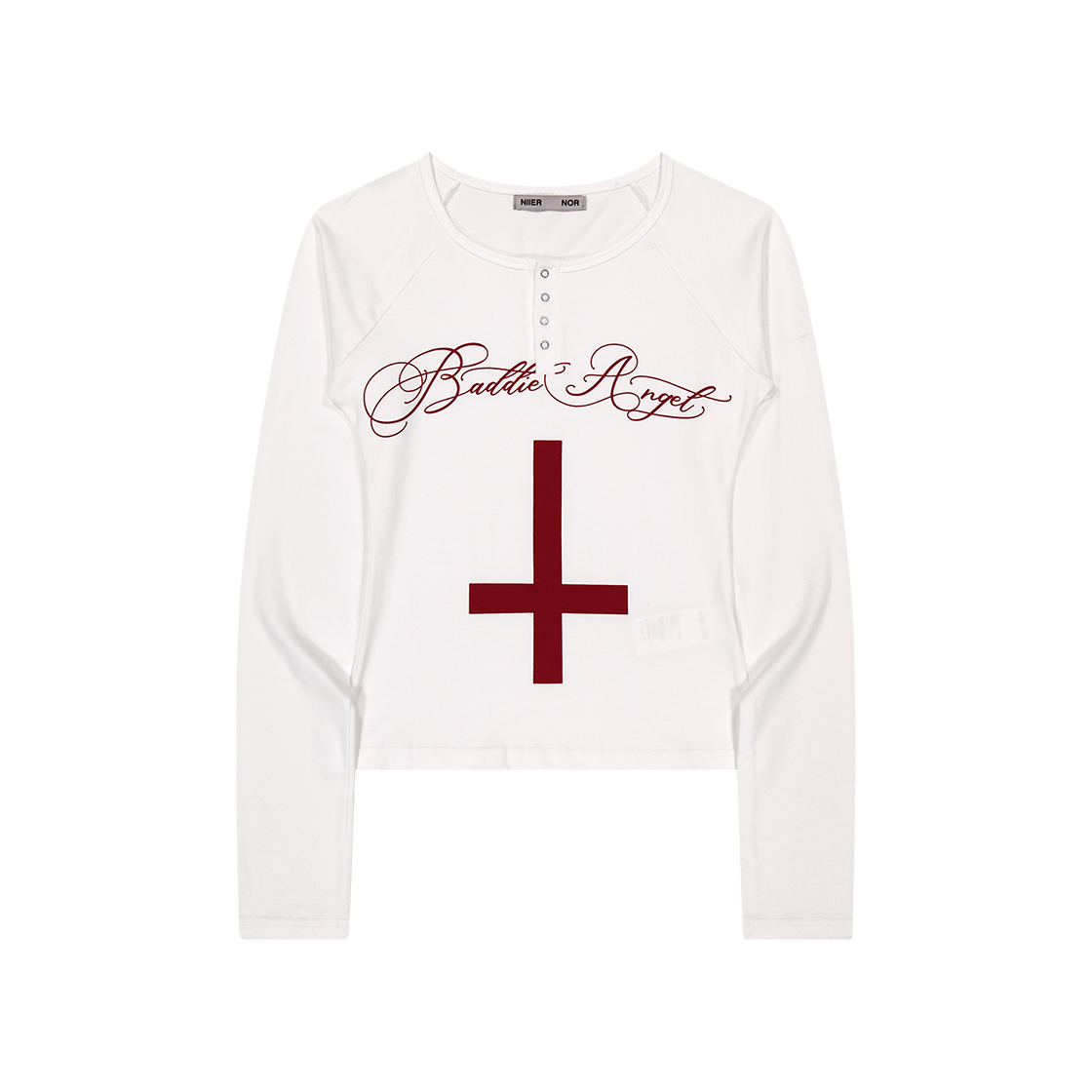 25NNFWTLSF001WT NIIER NOR Cross Henley L/S Tee White