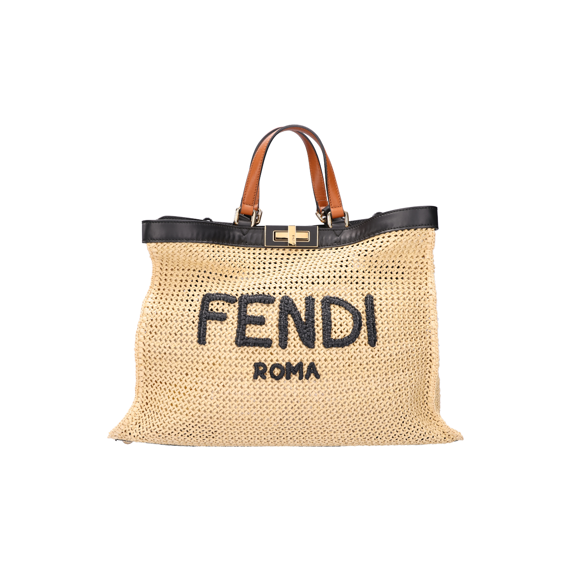 ITJ8KQV5WGGB Fendi Logo X-Tote Bag Raffia