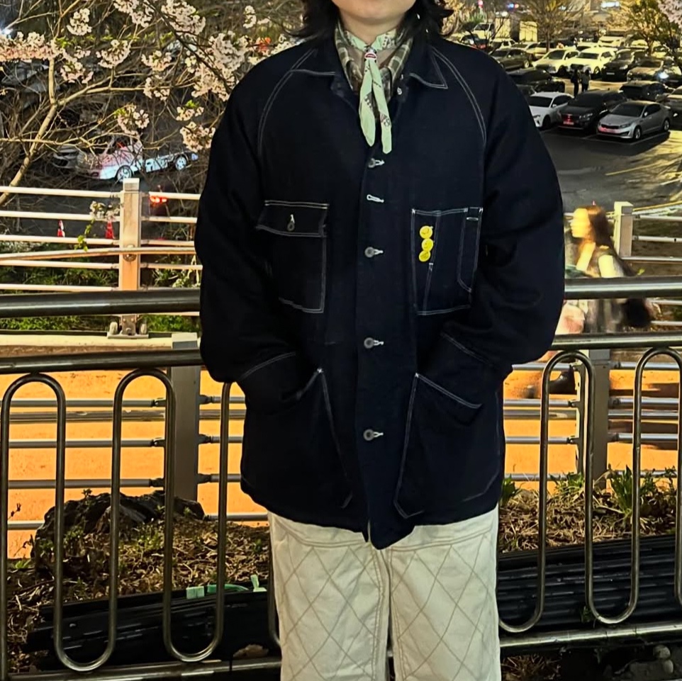 Kapital 12 oz. Denim Cactus Coverall Indigo, Kapital Colored Bandana Peckish Maria Mint 착용 스타일