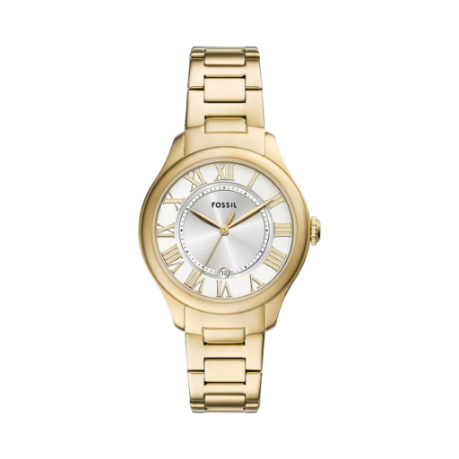 (W) 파슬 길모어 쿼츠 쓰리핸드 데이트 38mm 스테인리스 스틸 실버 골드((W) Fossil Gilmore Quartz Three-Hand Date 38mm Stainless Steel Silver Gold)