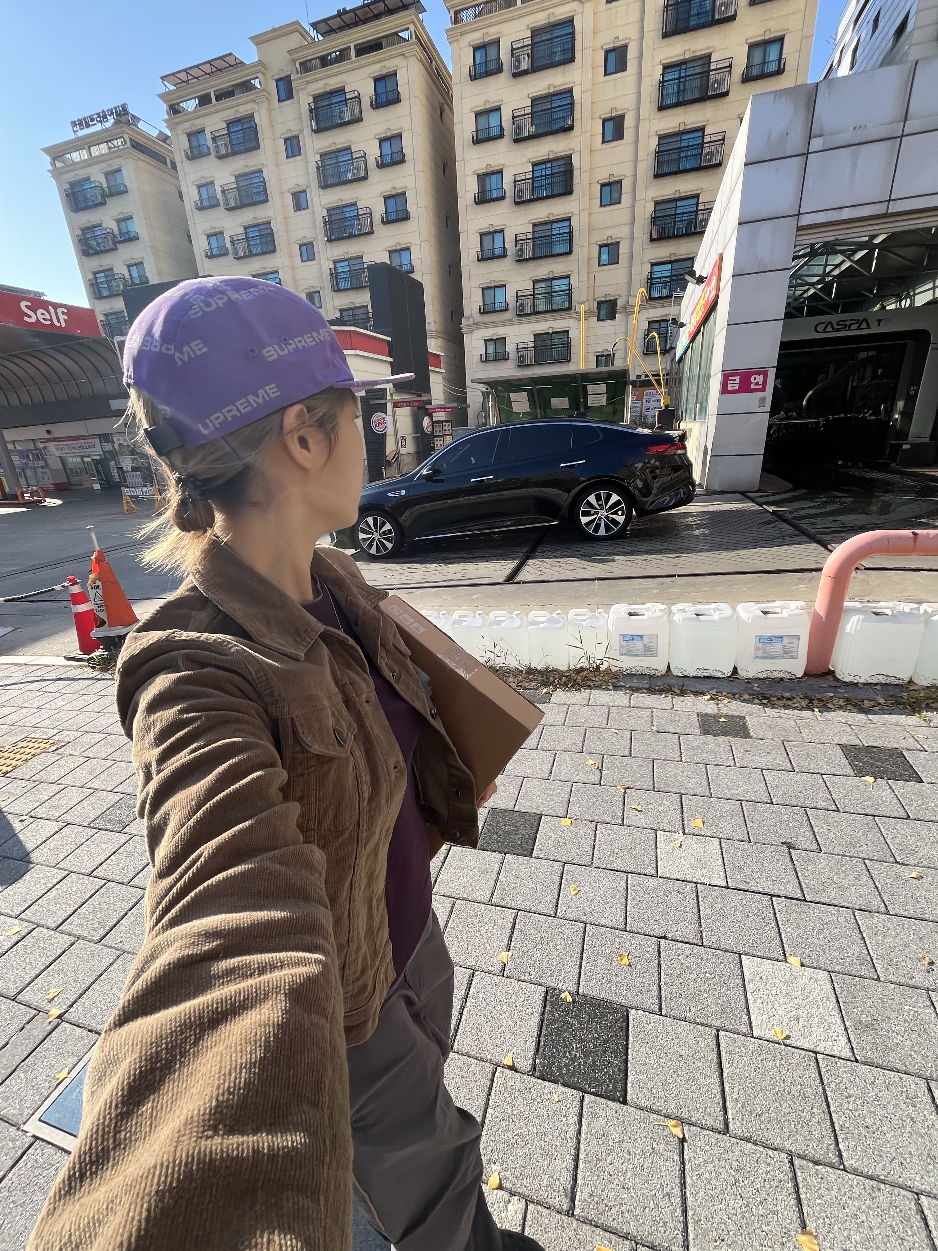 Supreme Reflective Jacquard Camp Cap Purple - 24FW 착용 스타일