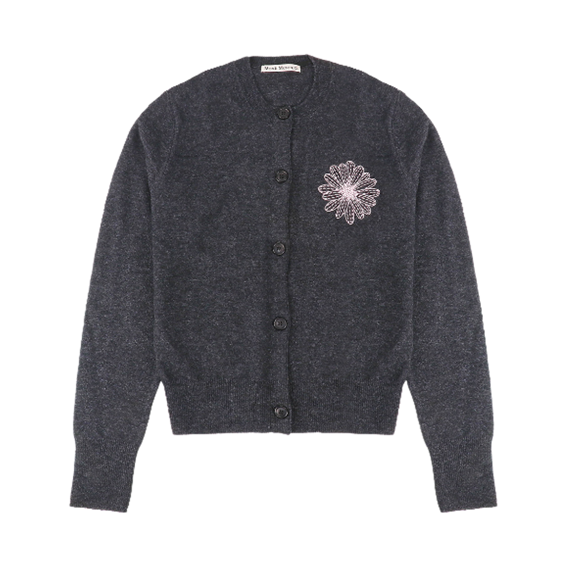 (W) 마르디 메크르디 라운드 넥 캐시미어 블렌디드 가디건 차콜 핑크((W) Mardi Mercredi Cashmere Blended Cardigan in Round Neck Charcoal Pink)