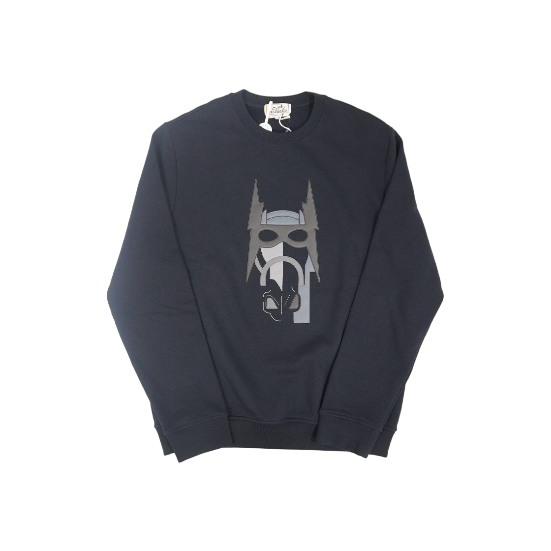 ITD3LAP9LFQN Hermes Leather Detail Crewneck Sweater Marine M