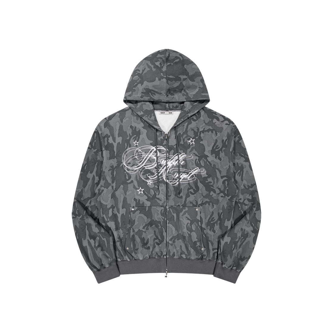 25NNFWTHZF003GM NIIER NOR Ba Camouflage Hood Zip-Up Grey Camo