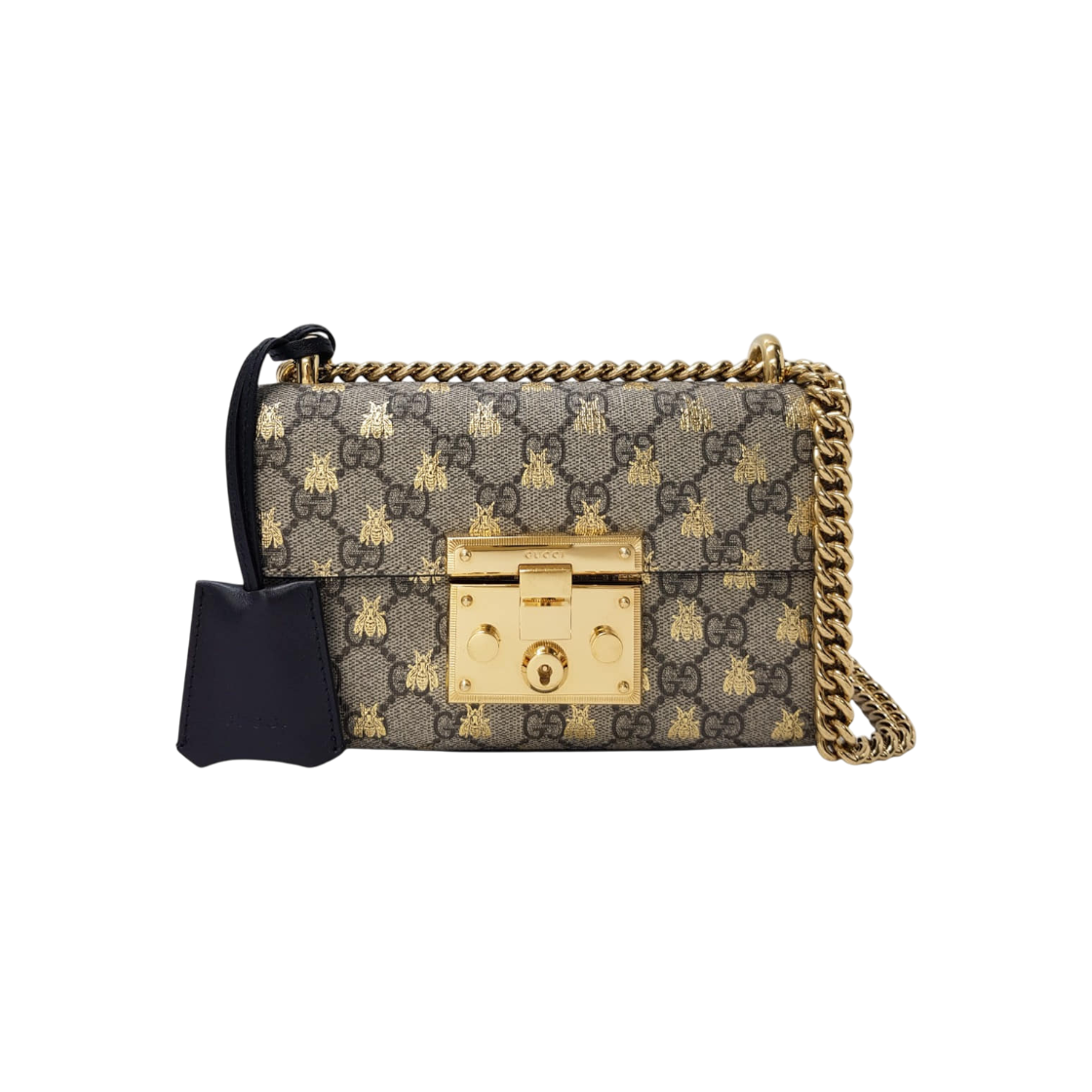 ITLF4KJVMLHL Gucci Bee & Padlock GG Supreme Shoulder Bag