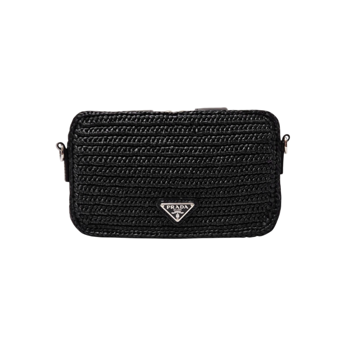 ITPP44V3KKVC Prada Black Triangle Logo Woven Crossbody Bag