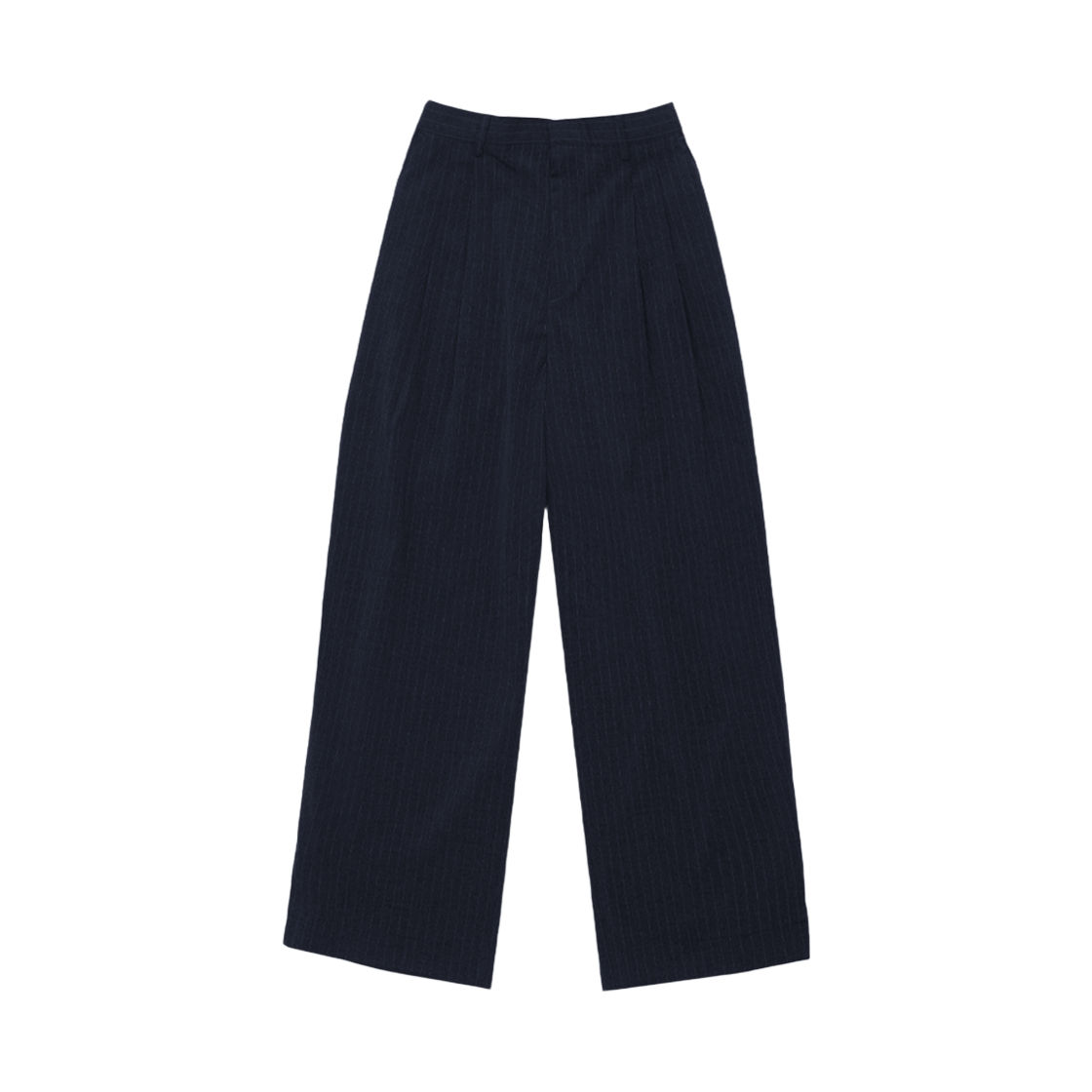 어레이드 인버티드 플리츠 스트라이프 슬렉스 다크 네이비(Arrayed Inverted Pleat Stripe Slacks Dark Navy)