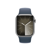 [A등급] Refurbished Apple Watch Series 9 41mm Cellular Silver Stainless Steel Case with Sport Band Storm Blue
