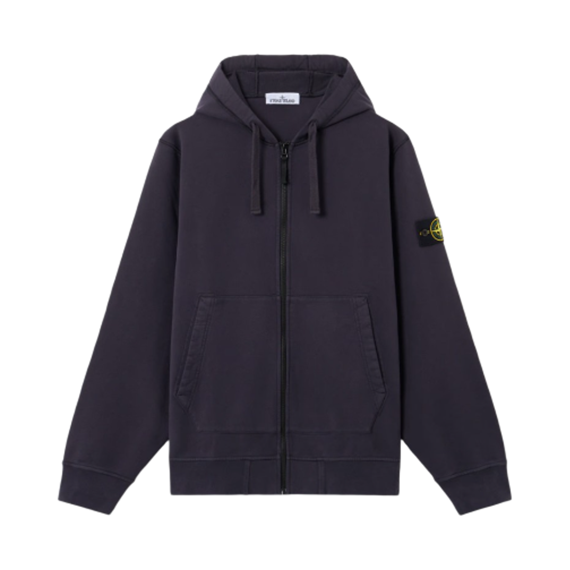 K2S1561000-61S0051-V0026 Stone Island 6100061 Organic Cotton Fleece Regular Fit Hooded Zip Up Sweatshirt with Pockets Ink Blue - 25FW