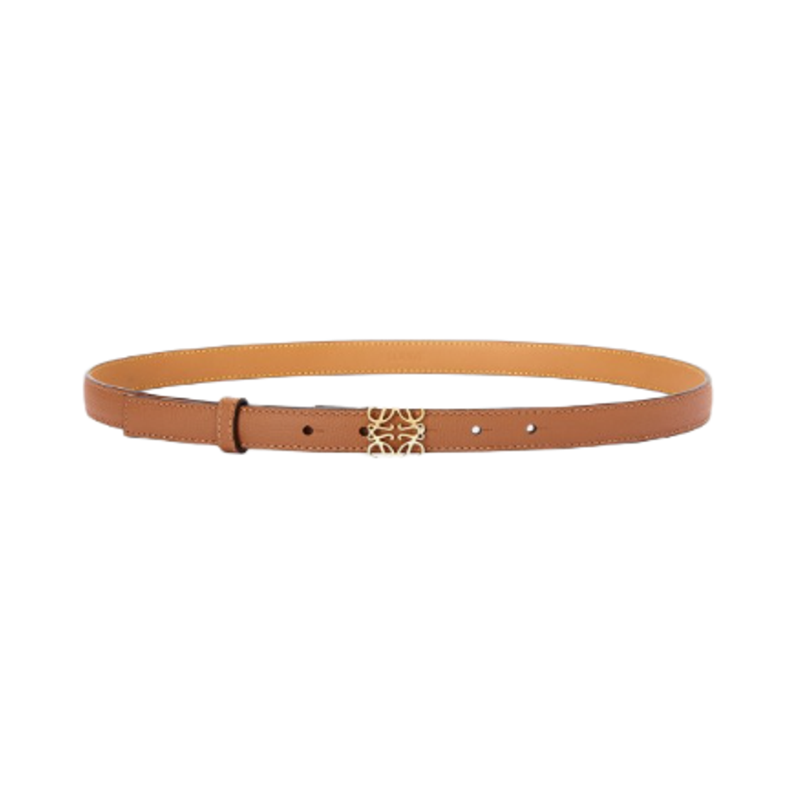 E821Z15X02-2526 (W) Loewe Anagram Belt in Pebble Grain Calfskin Tan Gold