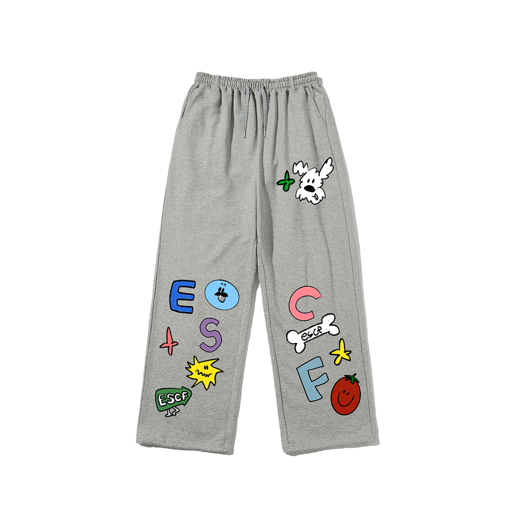 이스케이프프롬 스티커 세트 프린트 스웻팬츠 그레이(Escapefrom Sticker Set Print Sweatpants Grey)