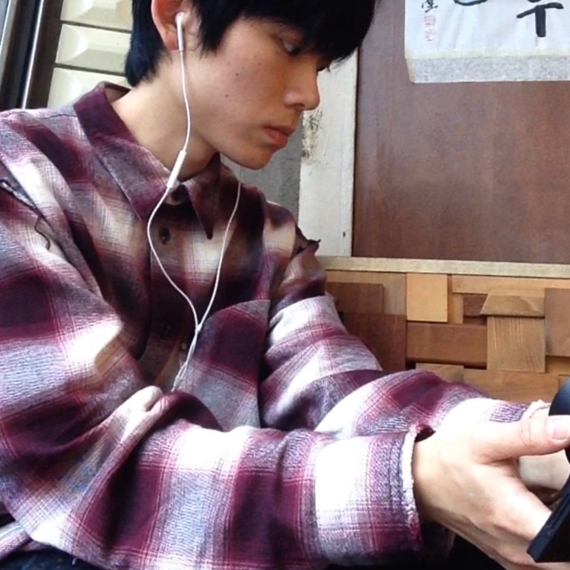 Mea Vintage Check Shirt Red 착용 스타일 - 1