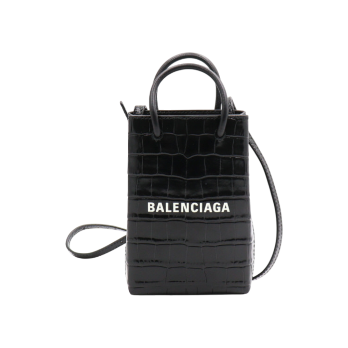 발렌시아가 593826 블랙 로고 미니 폰 홀더 크로스백 aa51414(Balenciaga Black Logo Mini Phone Holder Crossbody Bag)