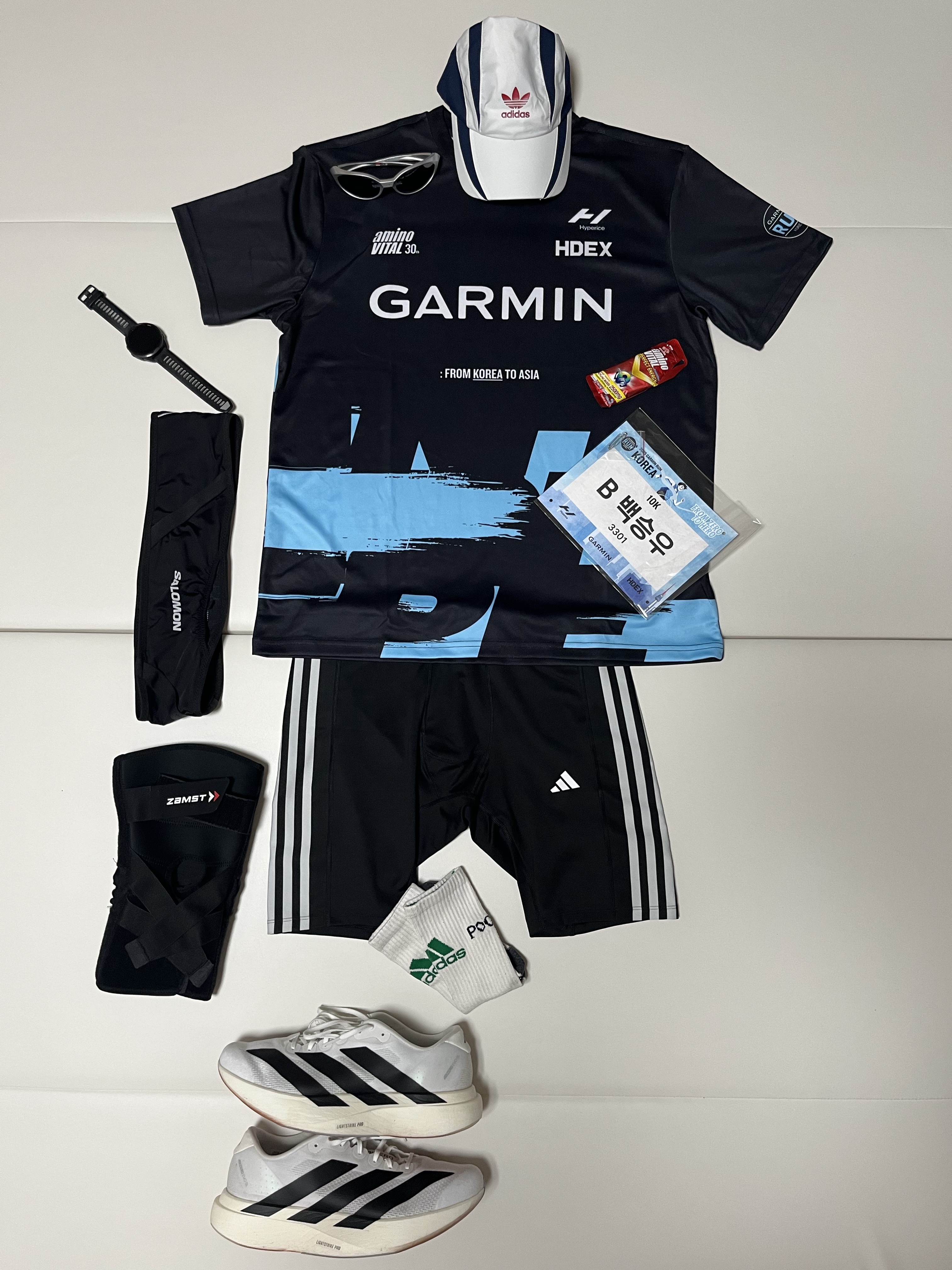 [10% 적립] Garmin Forerunner 965 GPS Black (WiFi), Adidas Adizero EVO SL Cloud White Core Black 착용 스타일