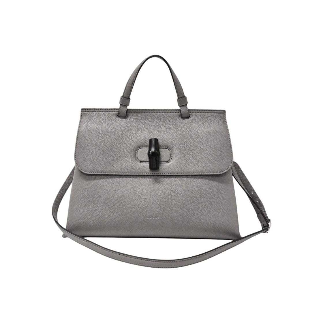 ITMJS3SA7QQH Gucci Gray Bamboo Lock Flap Tote & Shoulder Bag