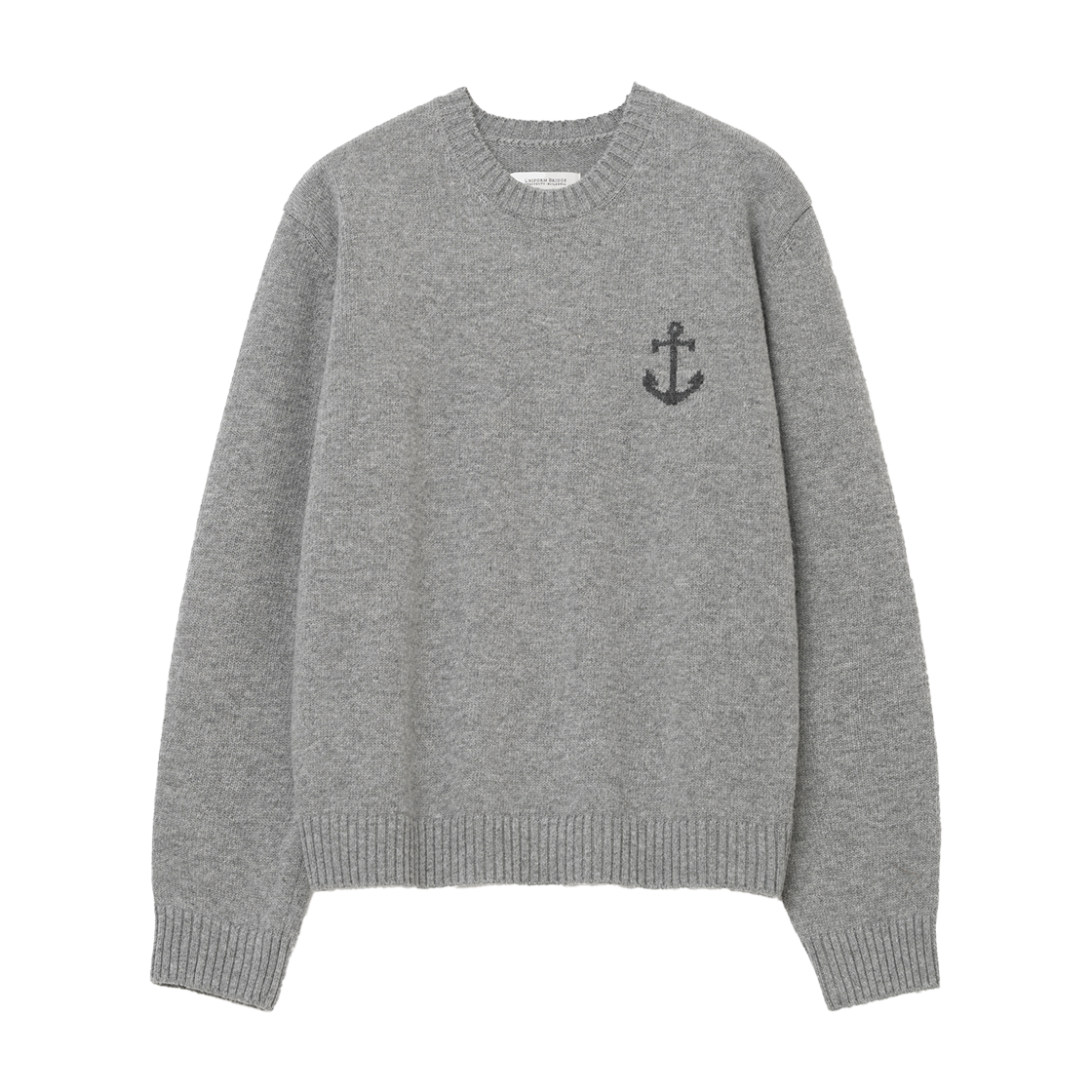 UB2599PO217MMG Uniform Bridge Cashmere Blended Anchor Crew Neck Knit Melange Grey