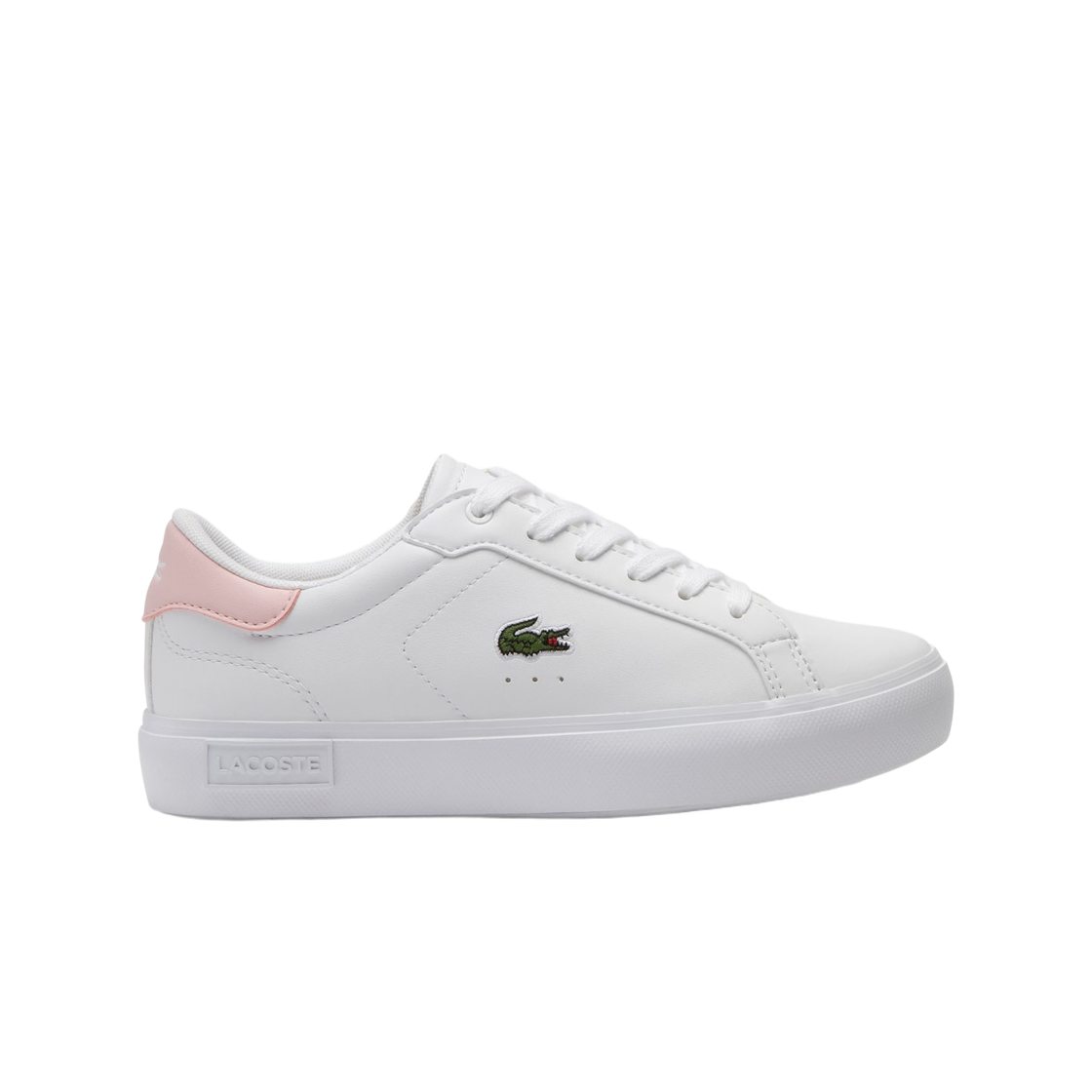 (키즈) 라코스테 파워코트 스니커즈 화이트 라이트 핑크((Kids) Lacoste Powercourt Sneakers White Light Pink)