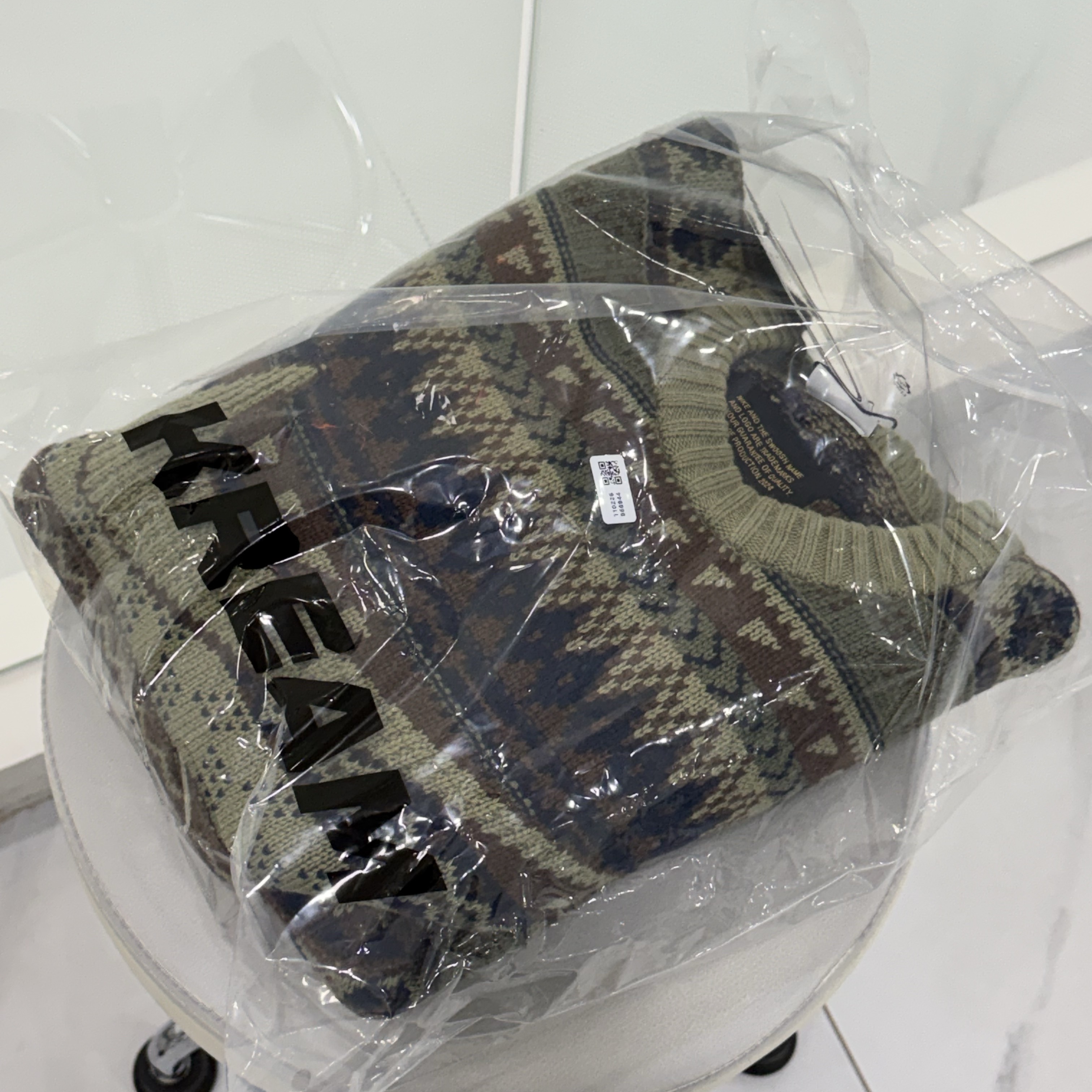Nike Life Fair Isle Swoosh Sweater Neutral Olive - Asia 착용 스타일