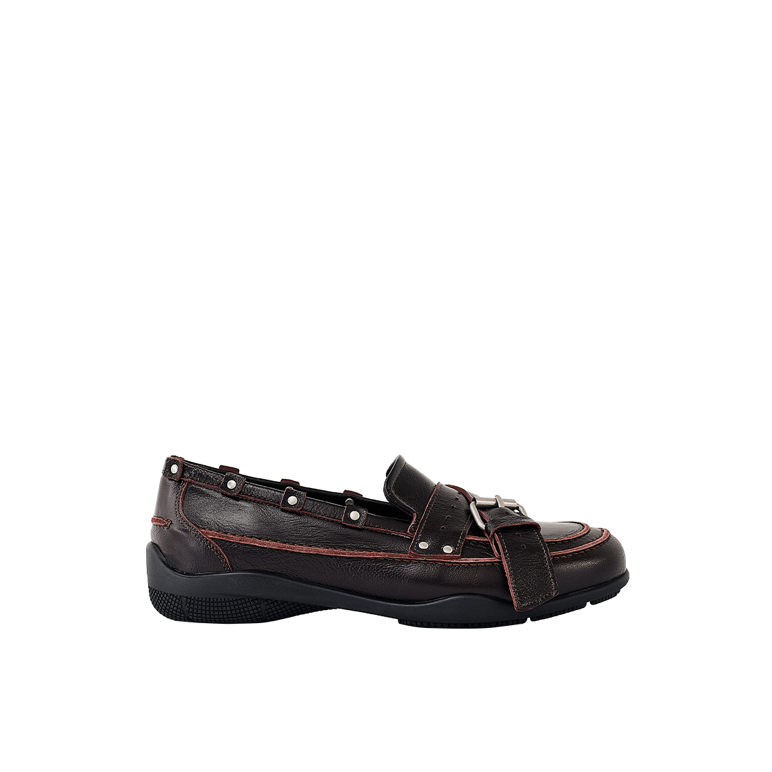 NT3BEFWLU001 NegativeThree Belted Stud Loafer Wine