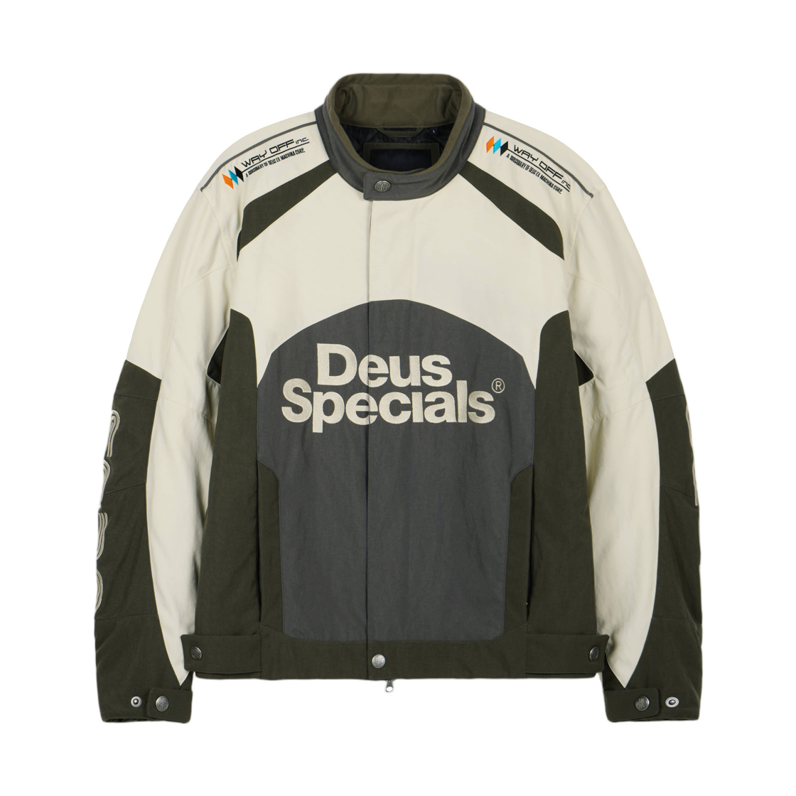 D253UJK260-010 Deus Ex Machina Biker Stand Neck Jumper White