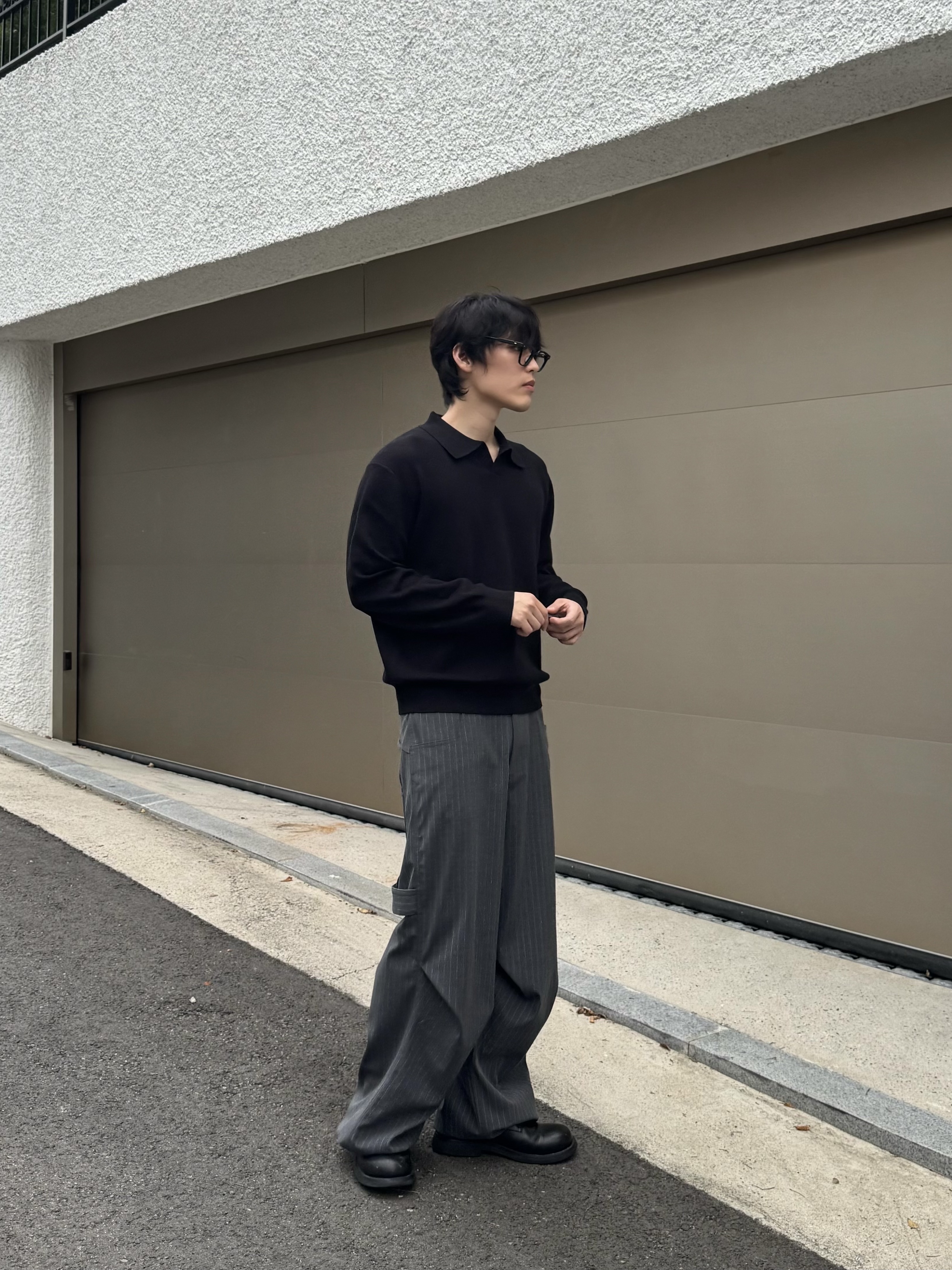 Kamien 247 All Day Baggy Pants Stripe Gray 착용 스타일 - 2