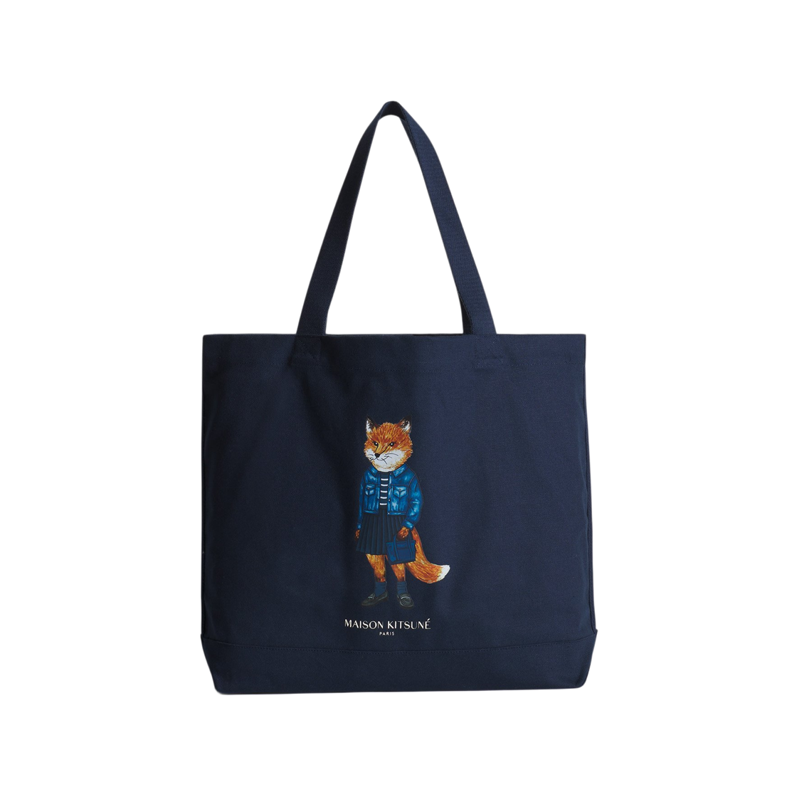 PW05107WW9042-0413 Maison Kitsune Dressed Fox Tote Bag Classic Navy