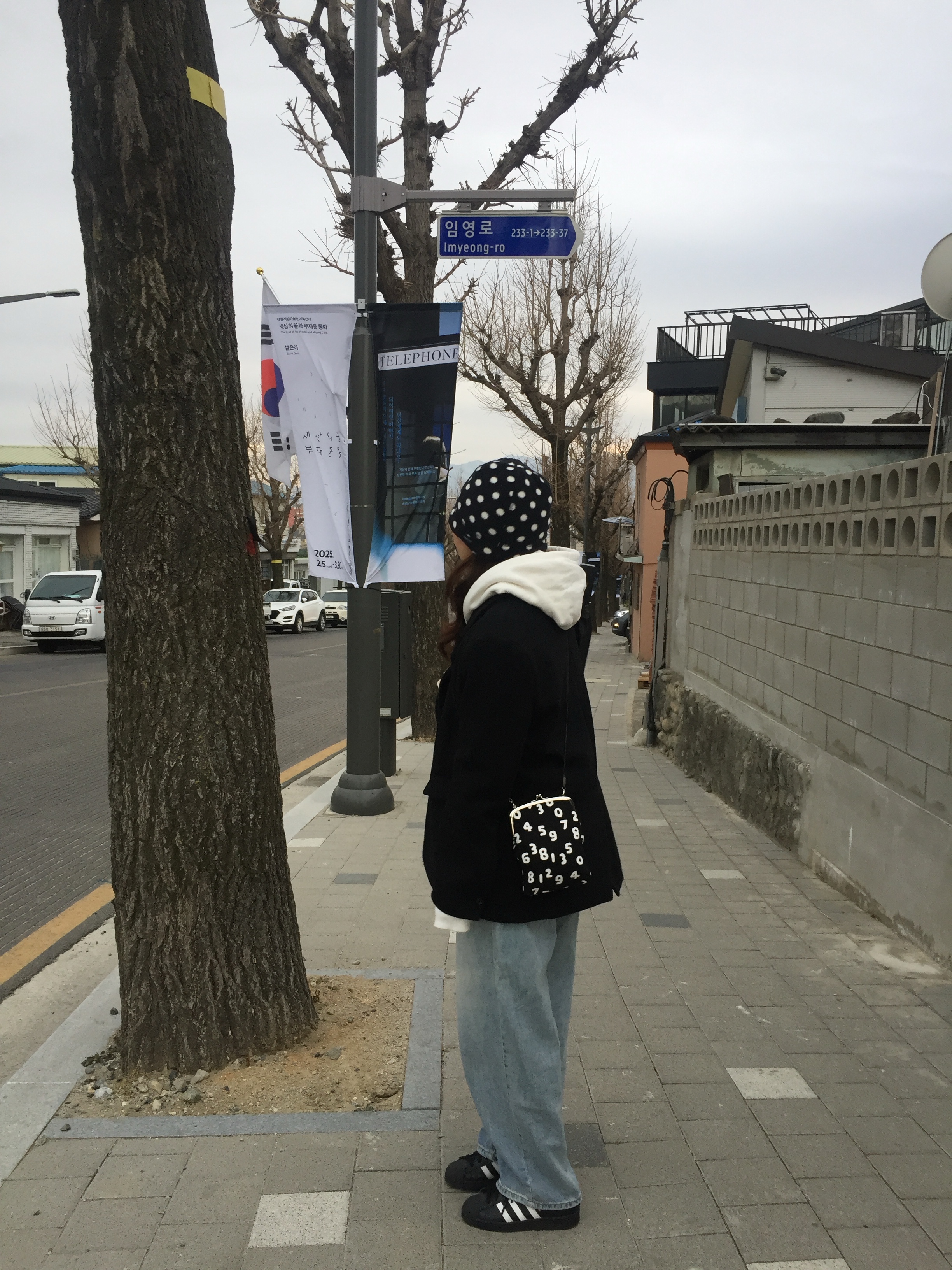 Sou Sou Canvas Soft Gamaguchi Bag Large Black (with 110cm Black Leather Strap), Stussy Sherpa Reversible Jacket Black 착용 스타일 - 1