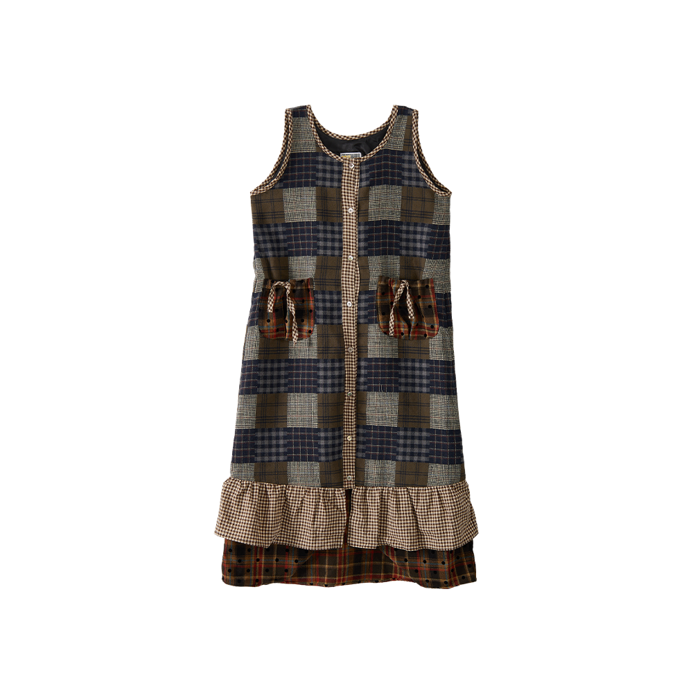 25FWOP001 YOUTHBATH Sleeveless Pocket Frill Dress_Check