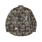 [KREAM 단독] NOMANUAL x AAPE Sprayed Symbol Check Shirt Brown