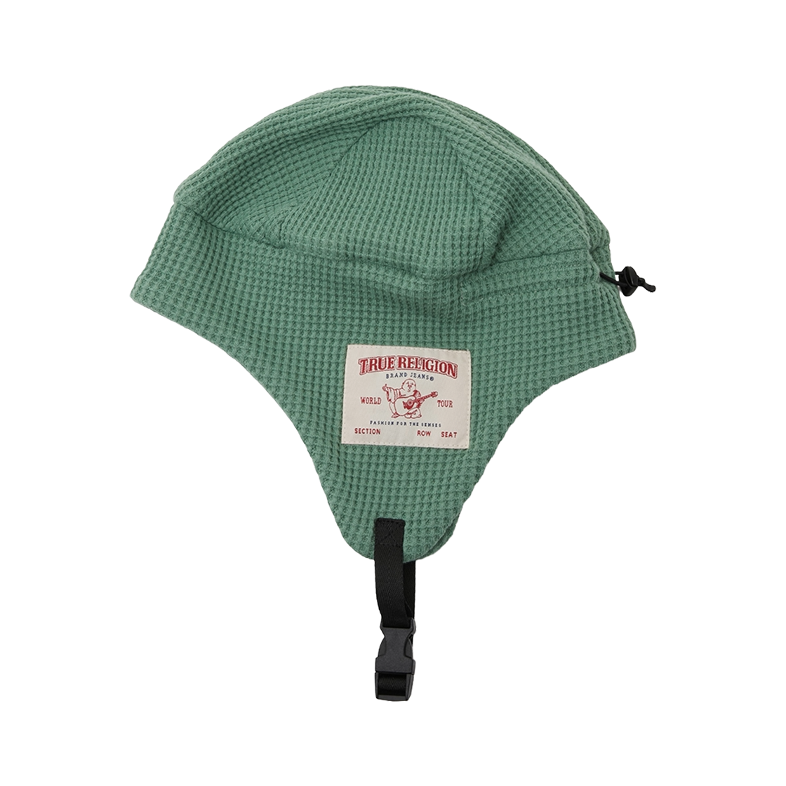 TRA4ACU503LGN True Religion OG Logo Waffle Earflap Cap_Light Green