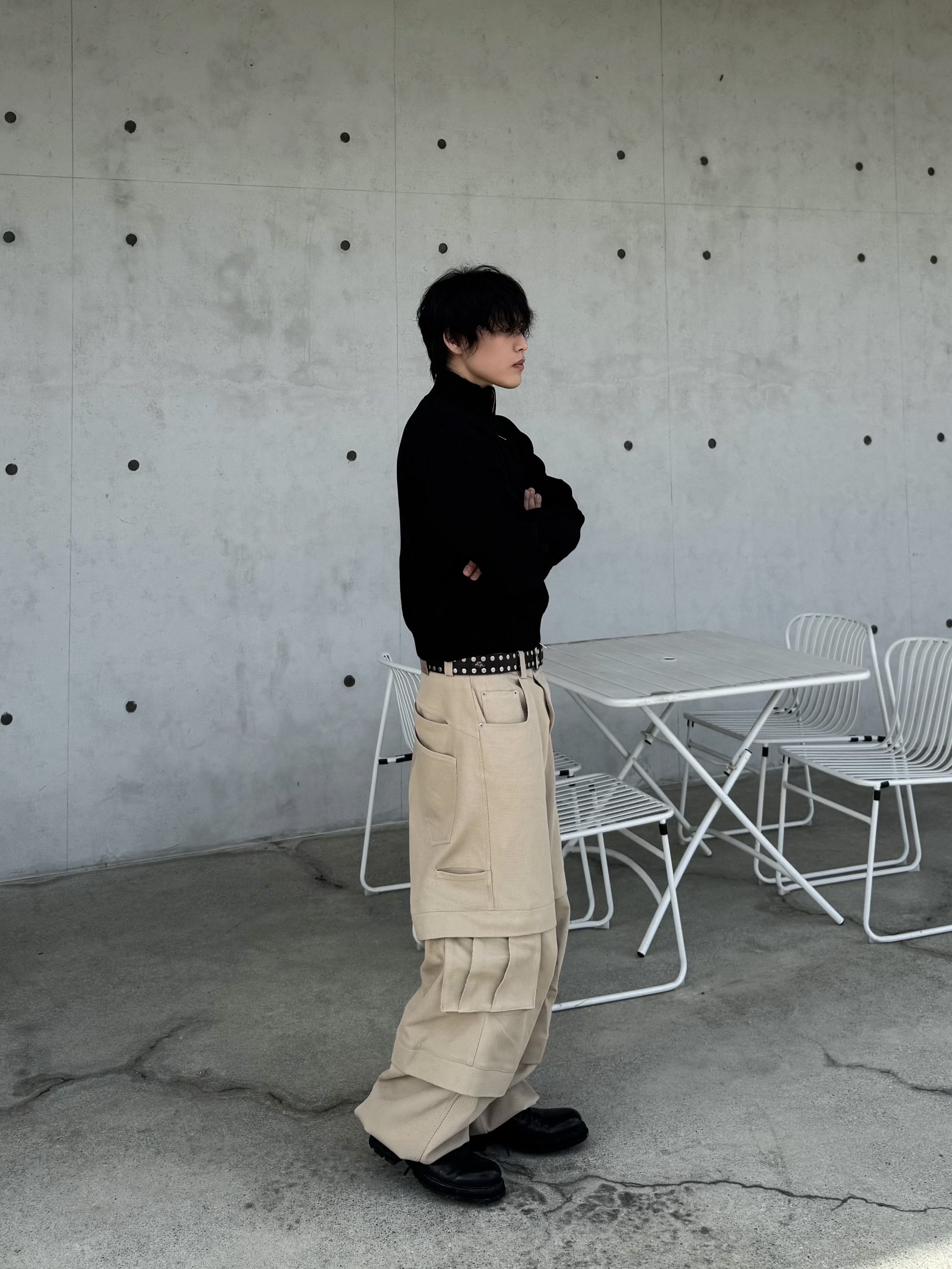 Kamien Titan Baggy Pants Beige 착용 스타일 - 4