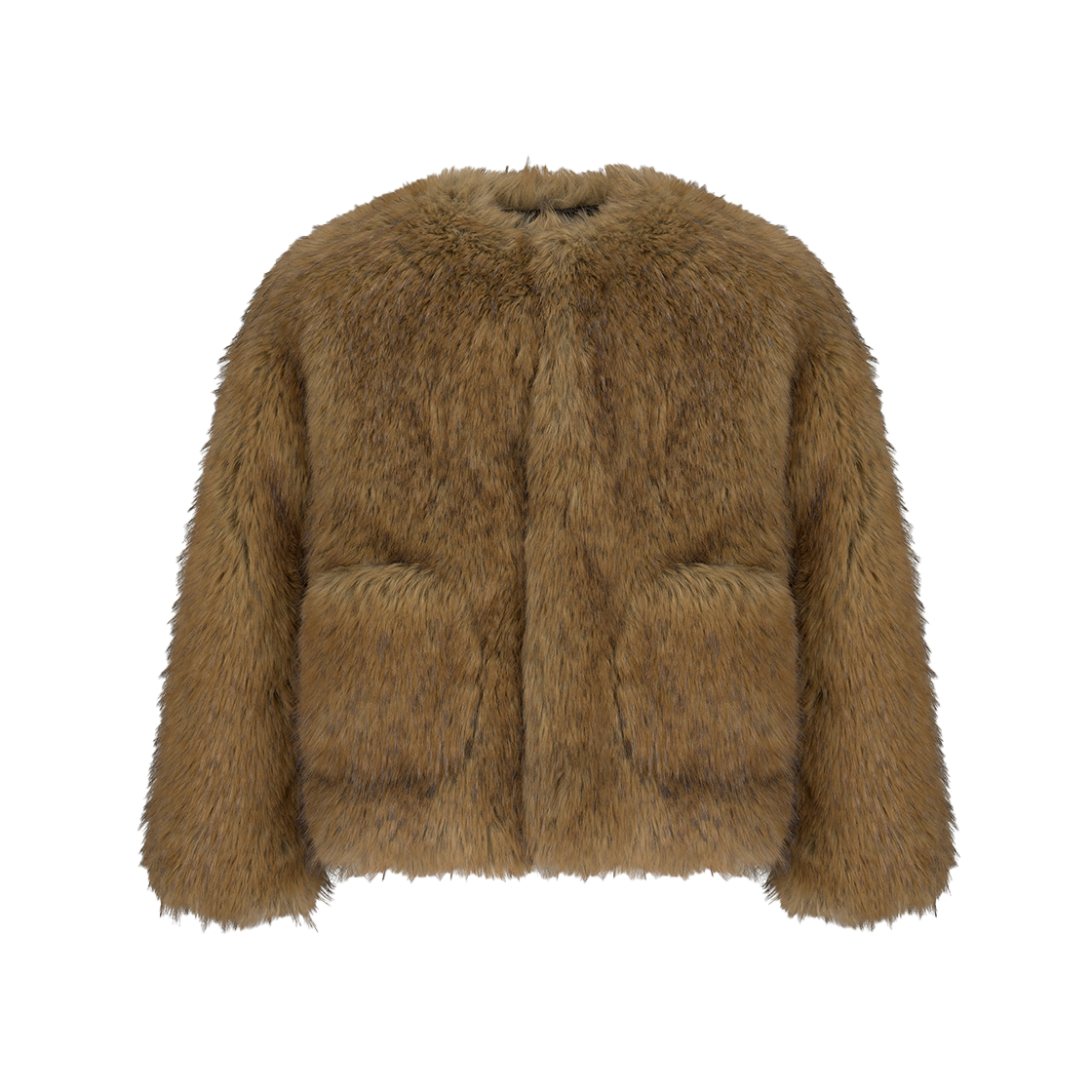 (W) 노이스 인조 퍼 재킷 브라운