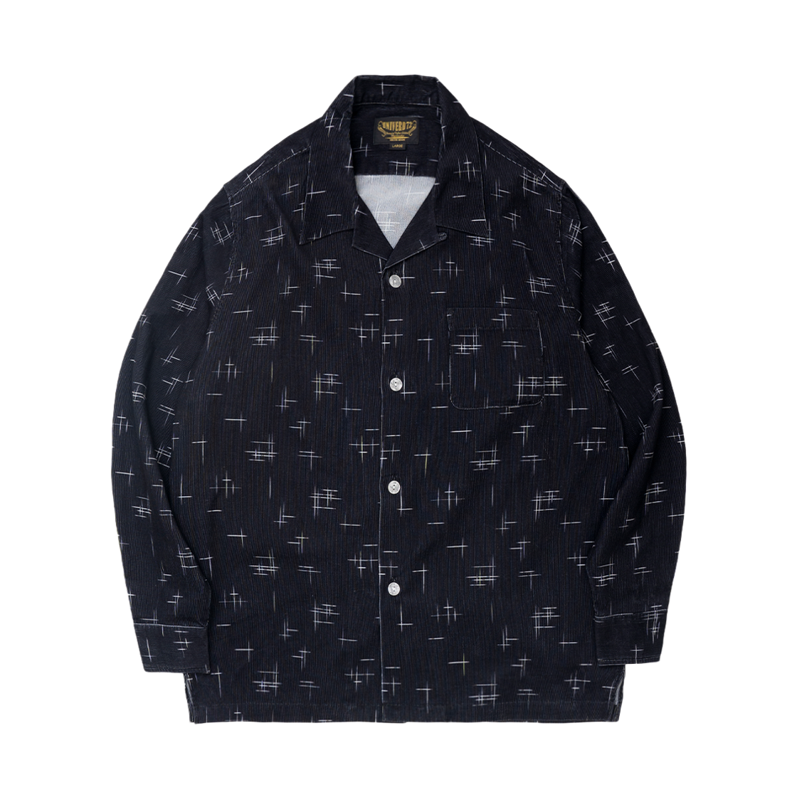 41262BK Houston Japan UNIVERD72 Print Corduroy Shirt KASURI Black 41262