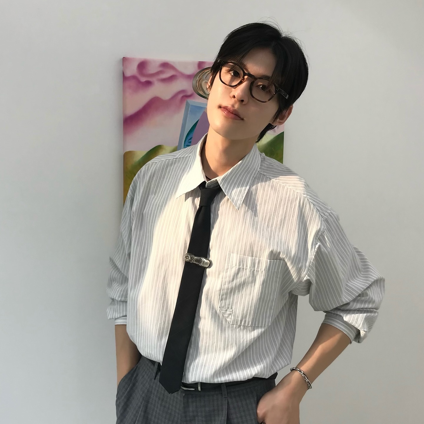 lash Lunettes 01 Havana 착용 스타일 - 1