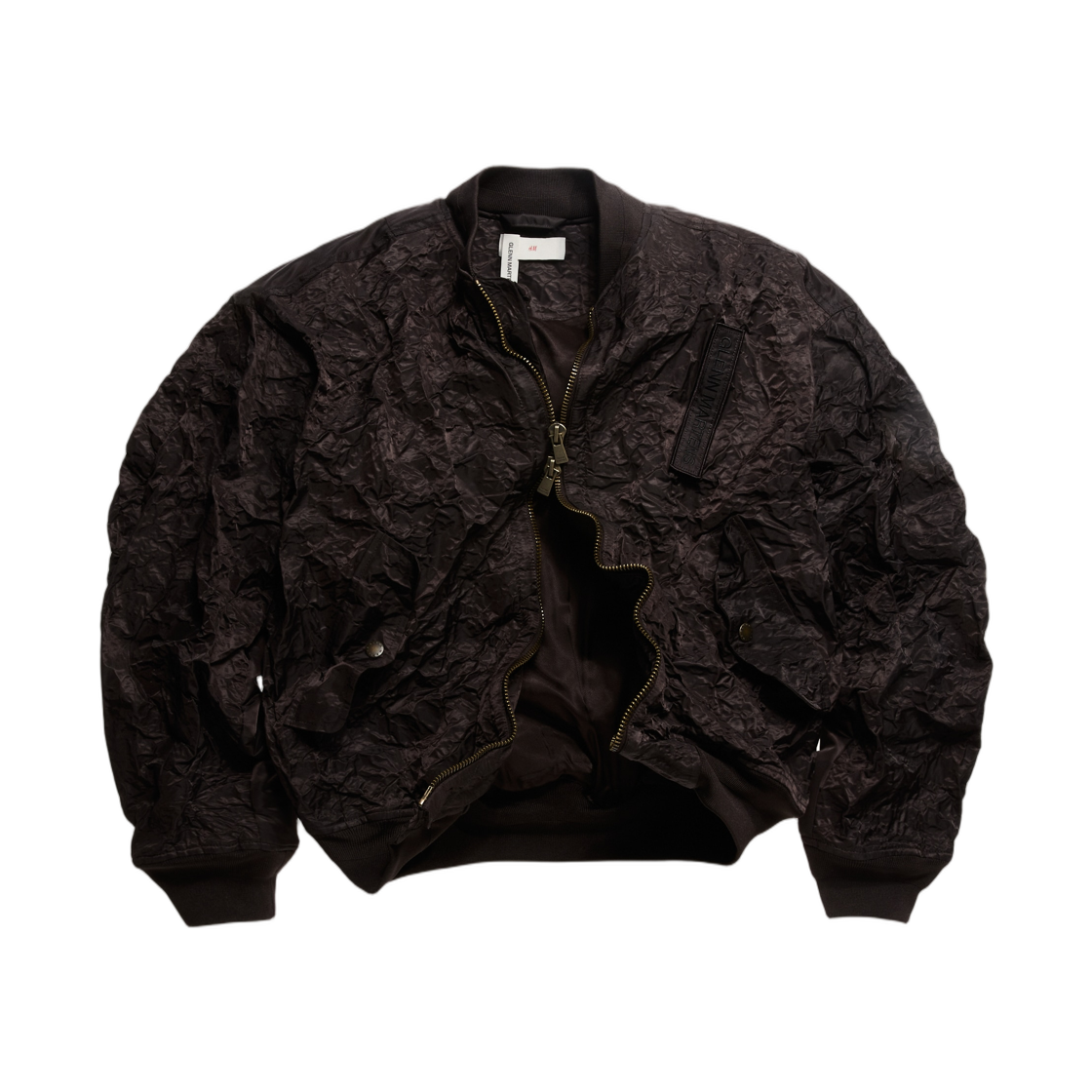 에이치앤엠 x 글렌 마틴스 포일드 봄버 자켓 다크 브라운(H&M x Glenn Martens Foiled Bomber Jacket Dark Brown)