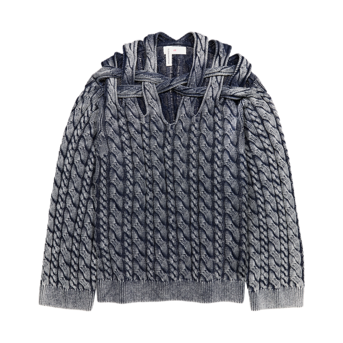 에이치앤엠 x 글렌 마틴스 케이블 니트 컷 아웃 스웨터 블루(H&M x Glenn Martens Cable Knit Cut Out Sweater Blue)