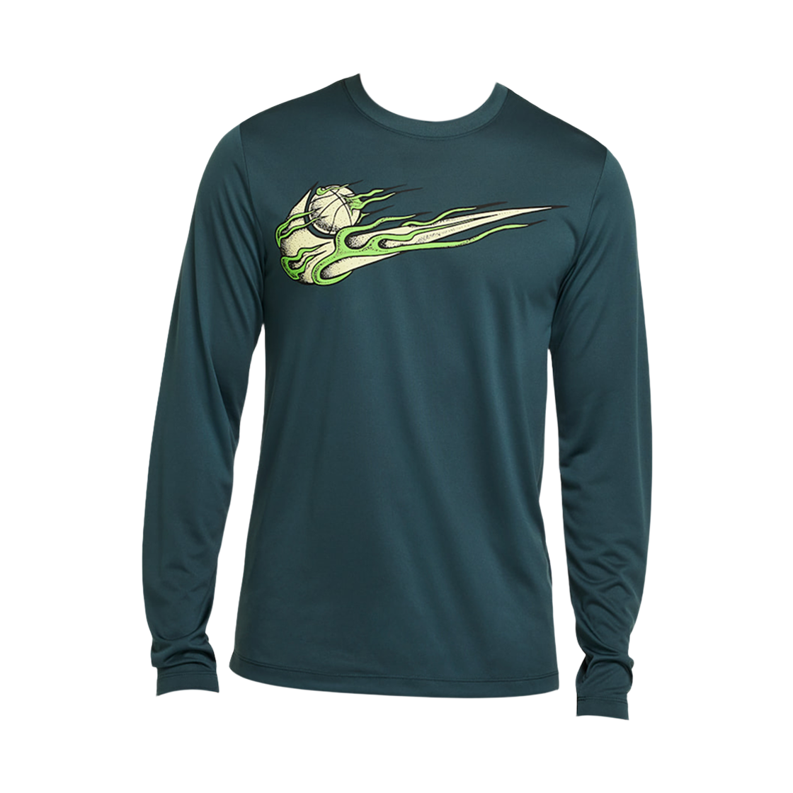 HF6210-328 Nike Dri-Fit Long Sleeve Basketball T-Shirt Deep Jungle