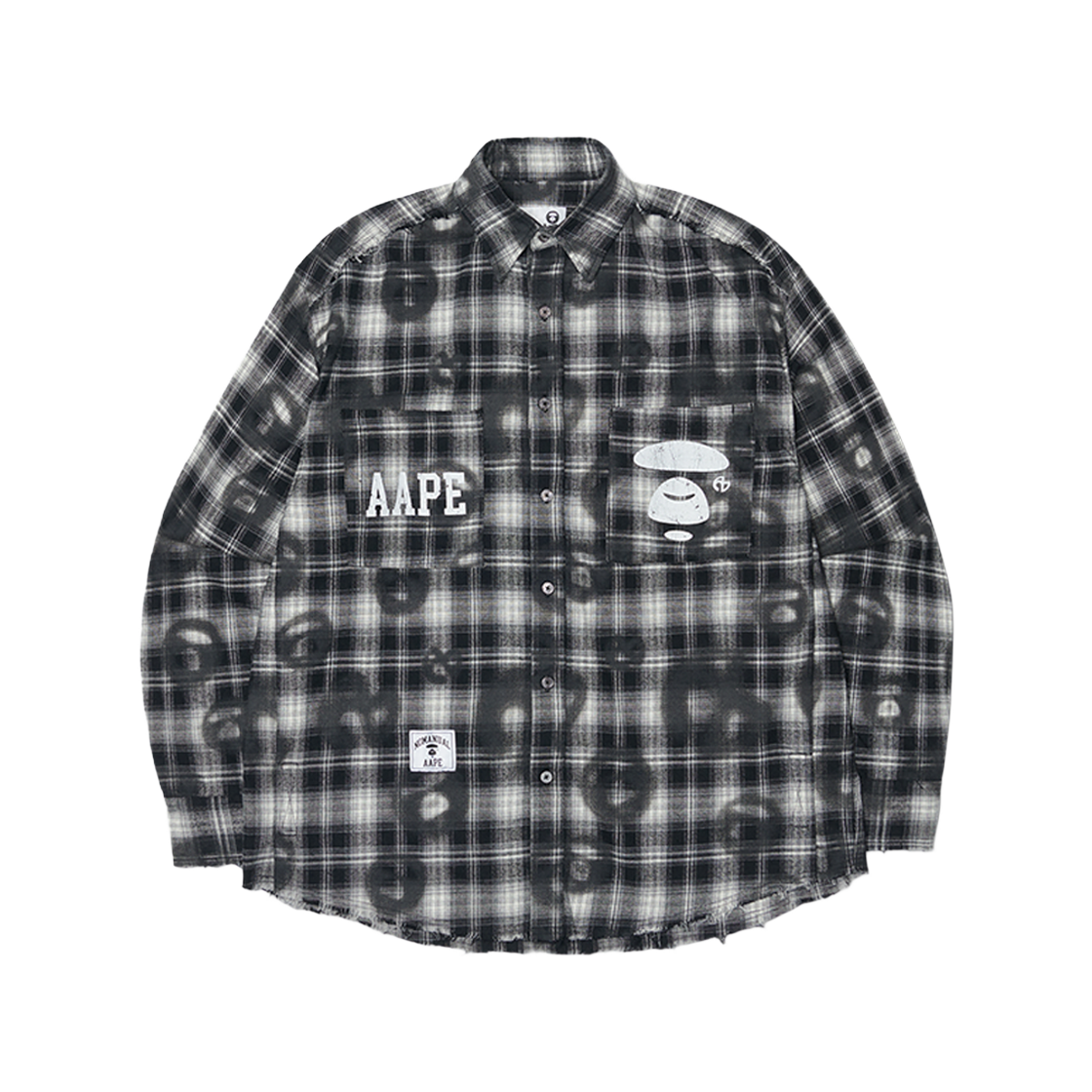[KREAM 단독] 노매뉴얼 x 에이프 스프레이 심볼 체크 셔츠 블랙([KREAM 단독] NOMANUAL x AAPE Sprayed Symbol Check Shirt Black)