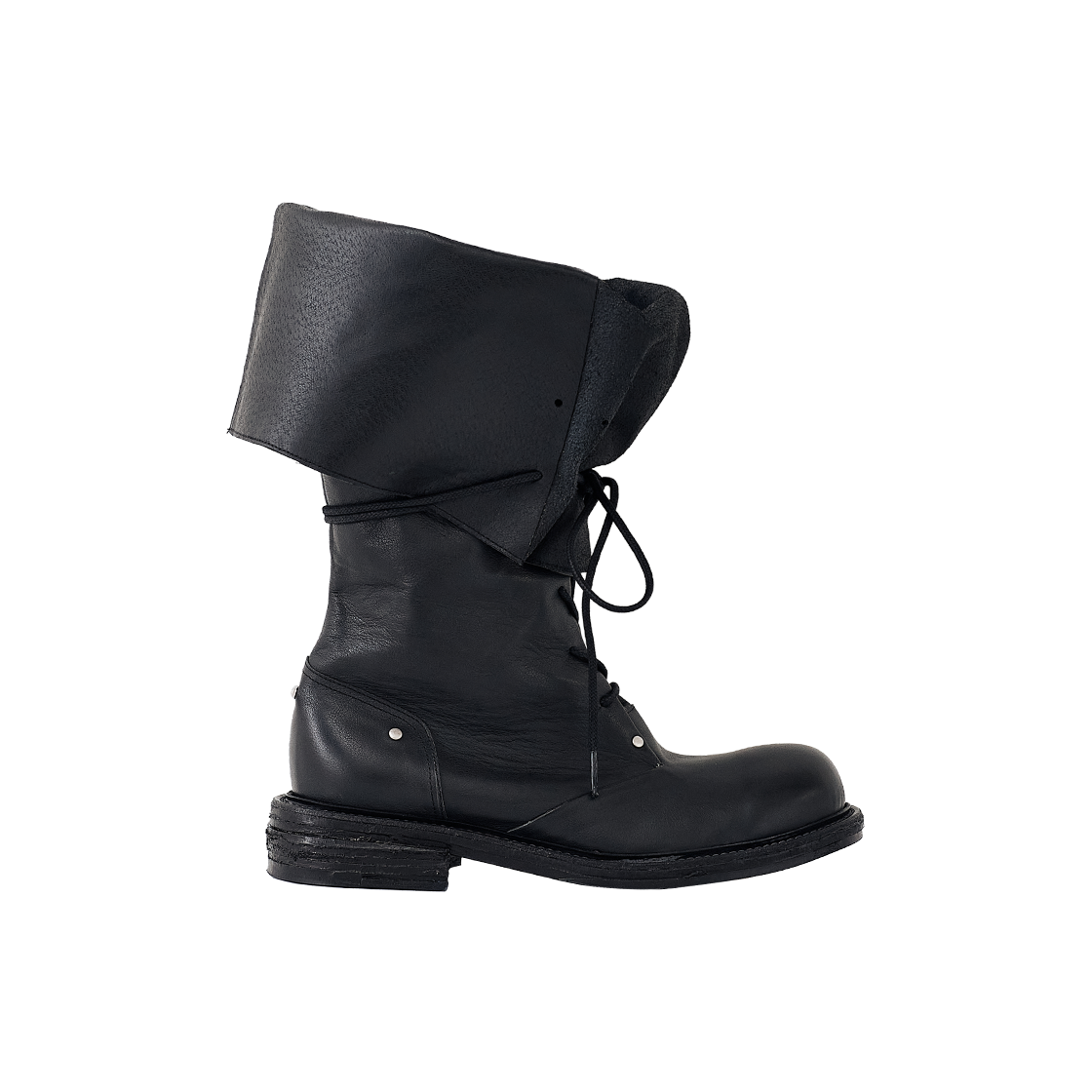 [6% 적립] 네거티브쓰리 폴디드 레이스업 부츠 블랙([6% 적립] NegativeThree Folded lace-up long boots Black)