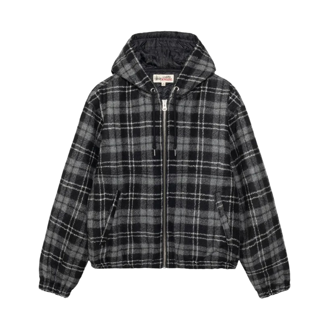 115811 Stussy Wool Plaid Work Jacket Charcoal