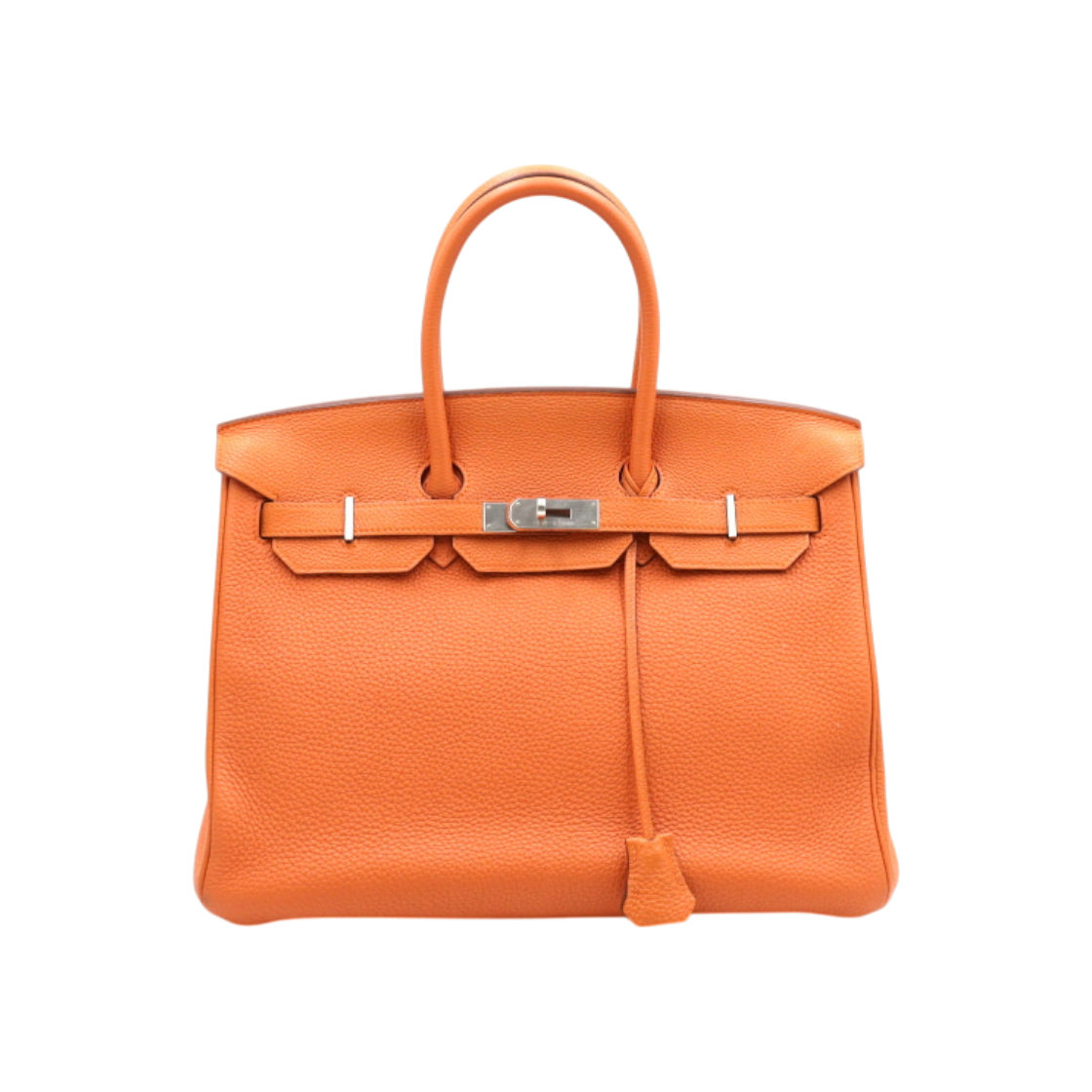 에르메스 토고 오렌지 은장 하드웨어 벌킨 35 여성 토트백 aa48334(Hermes Togo Orange Silver Hardware Birkin 35 Tote Bag)