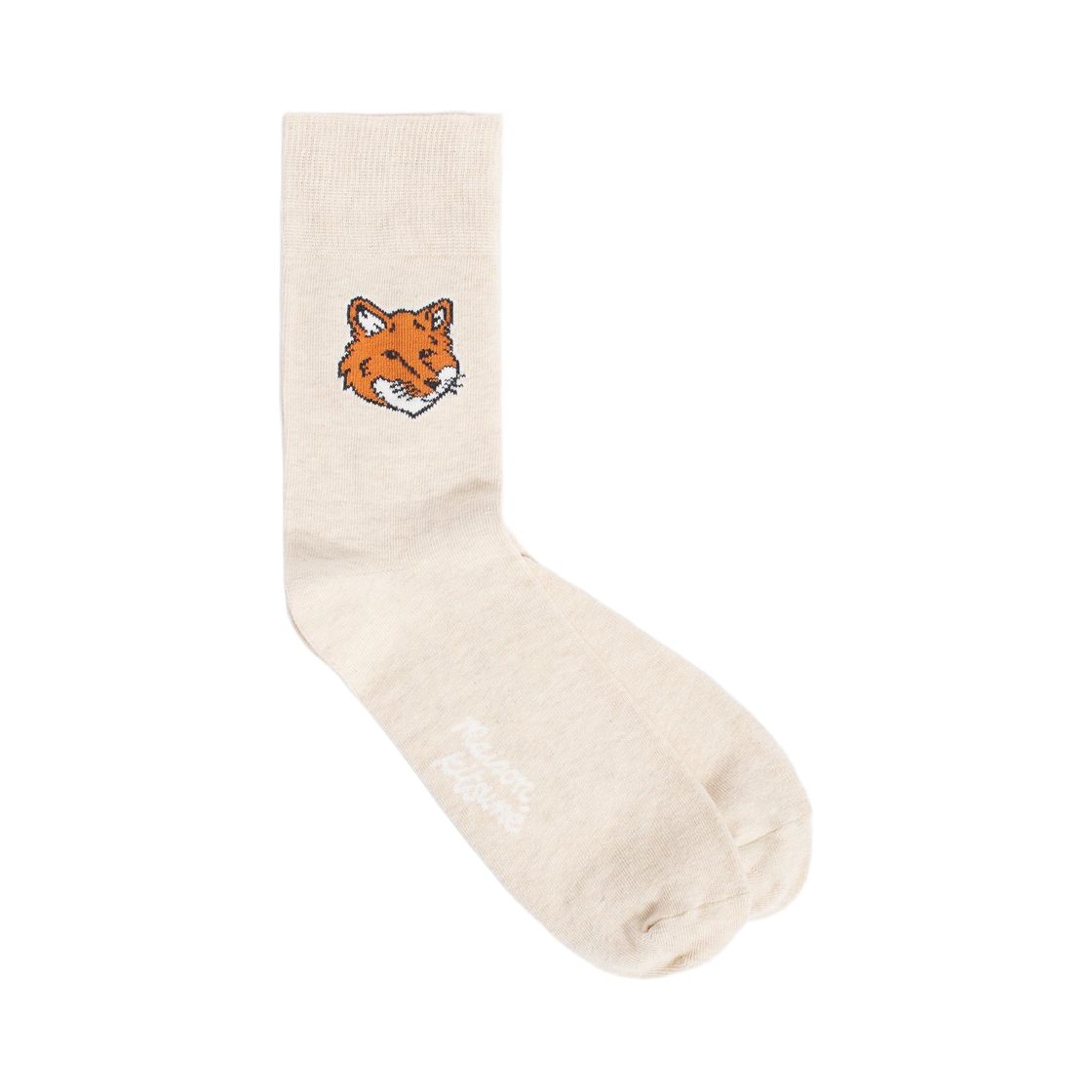 PM06400KT0010-H218 Maison Kitsune Fox Head Socks Light Beige Melange