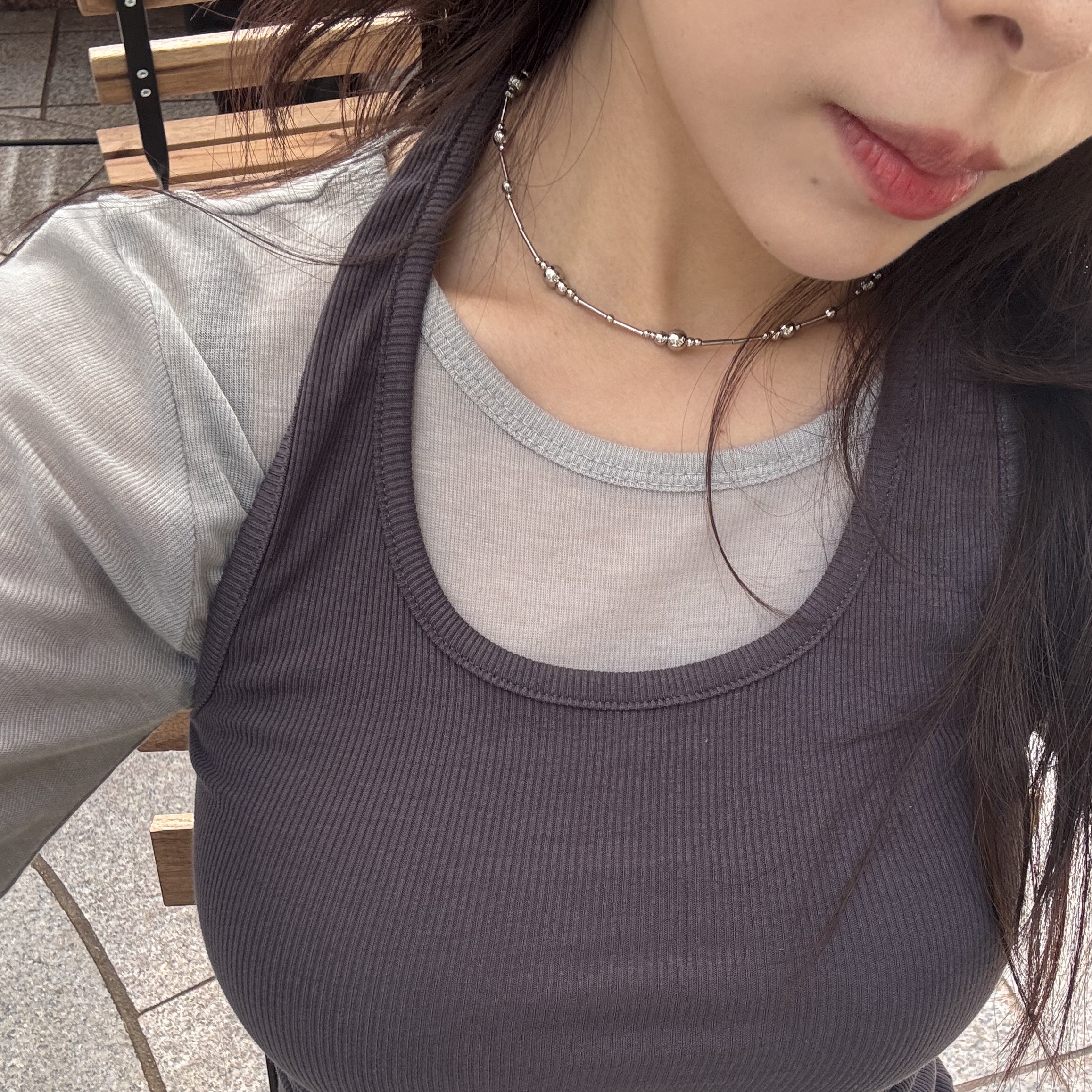 Riomeu Silver Melody Necklace 착용 스타일
