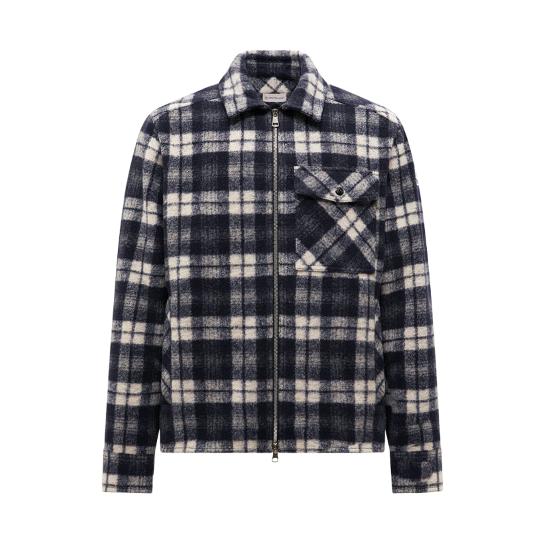 K2-091-2F00019-89B55-F90 Moncler Long Sleeve Tartan Shirt White Blue - 25FW