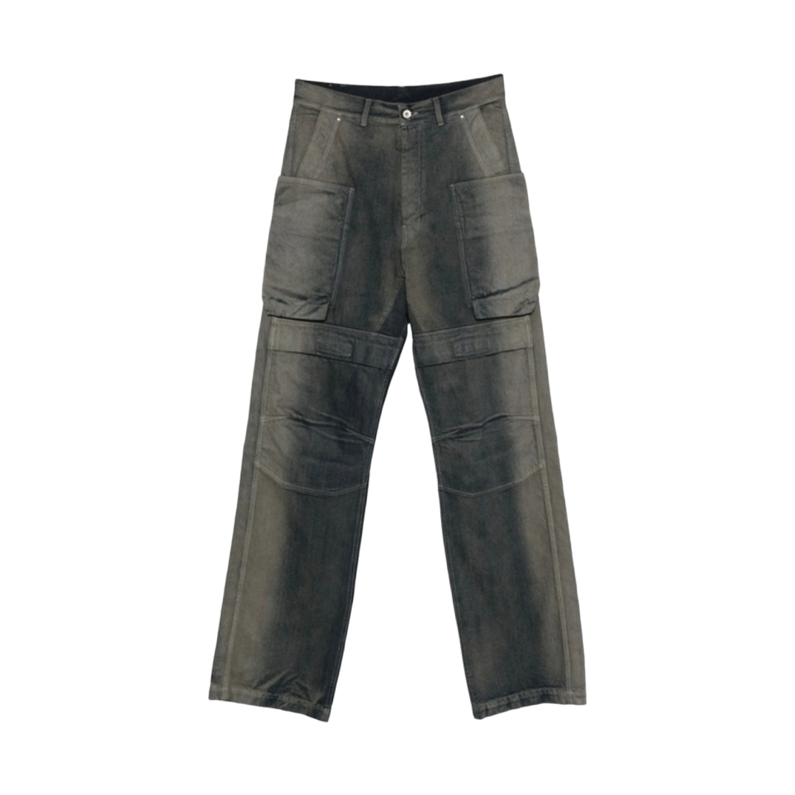 RU02E1346-DKDEG-78D Rick Owens Concordians Stefan Cargo Pants in Coated Poplin Grey