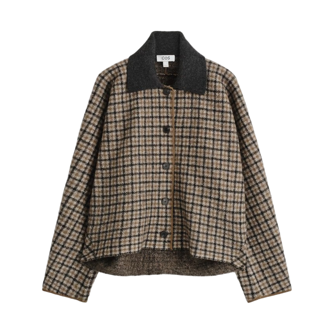(W) 코스 스컬프티드 메리노 울 숏 자켓 베이지 체크((W) COS Sculpted Merino Wool Short Jacket Beige Checked)