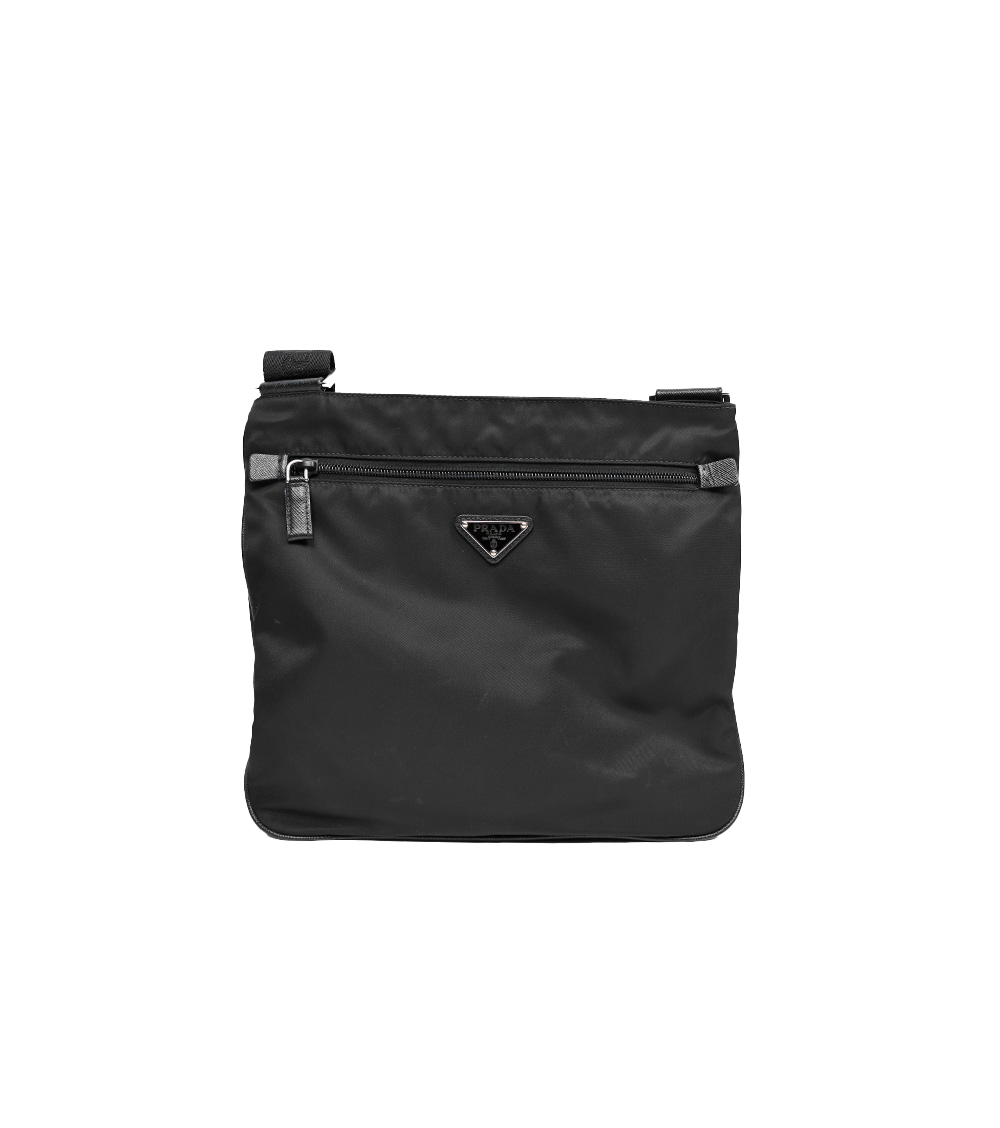 IT8KS29TDDM4 Prada Black Re Nylon Messenger and Crossbody Bag