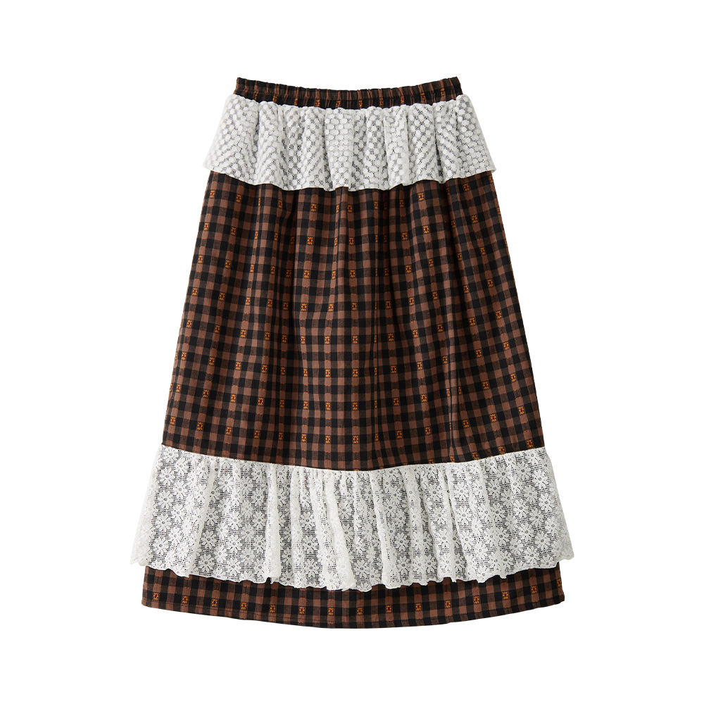 유쓰배쓰 로맨틱 러플 체크 스커트(YOUTHBATH Romantic Ruffle Check Skirt)